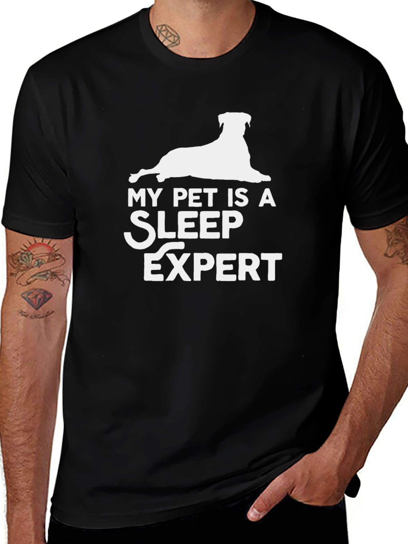 Variant 19 of My Pet is a Sleep Expert T-Shirt - Black Cotton Tee