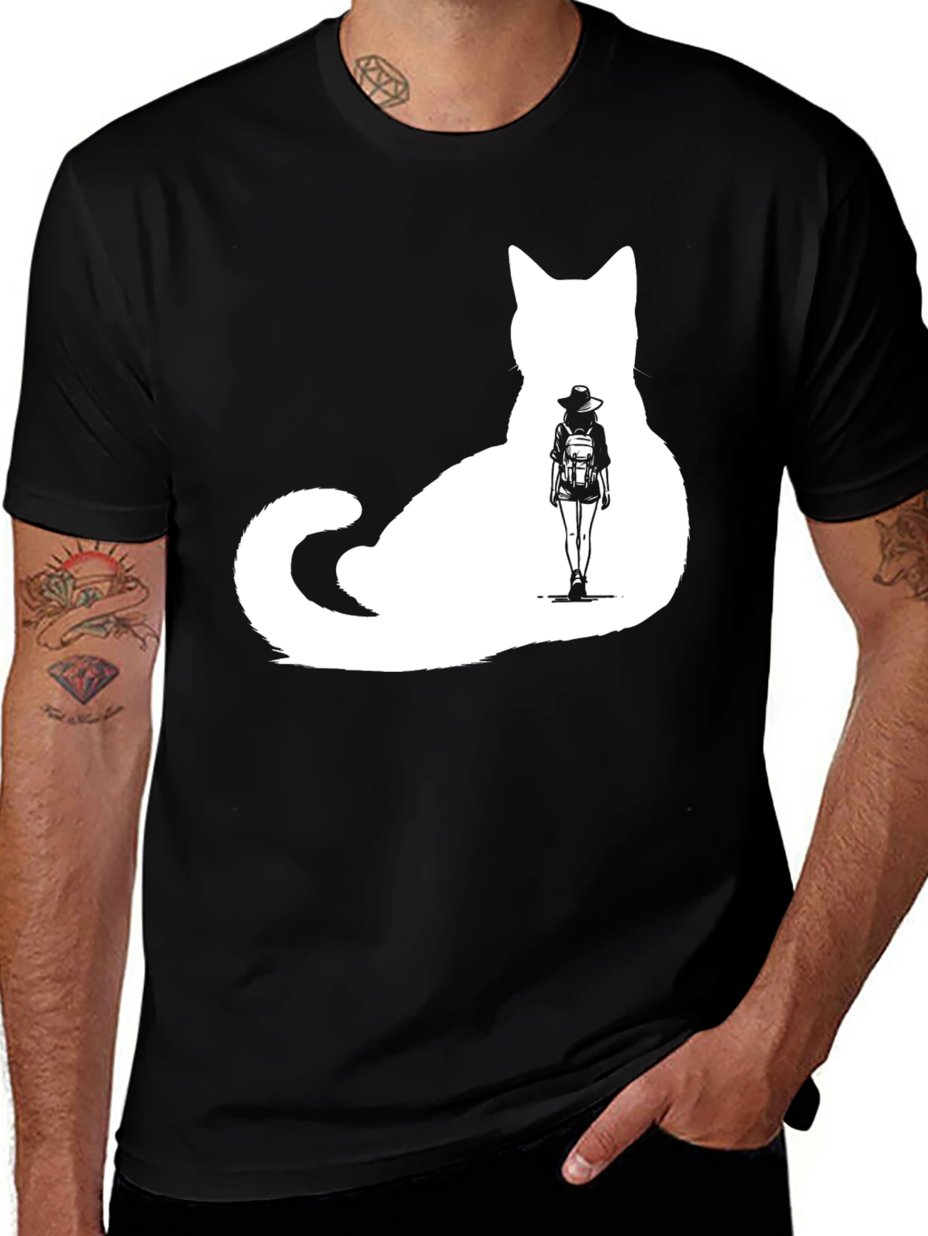 Variant 2 of Cat Silhouette Graphic Tee - Adventure Awaits