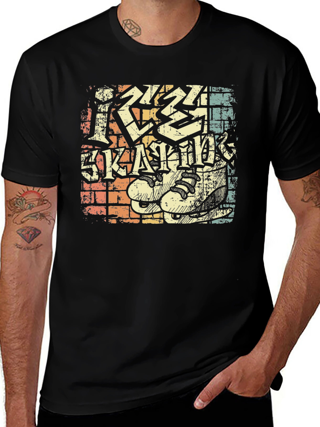 Variant 7 of Vintage "I Kiss Skaters" Black Graphic T-Shirt