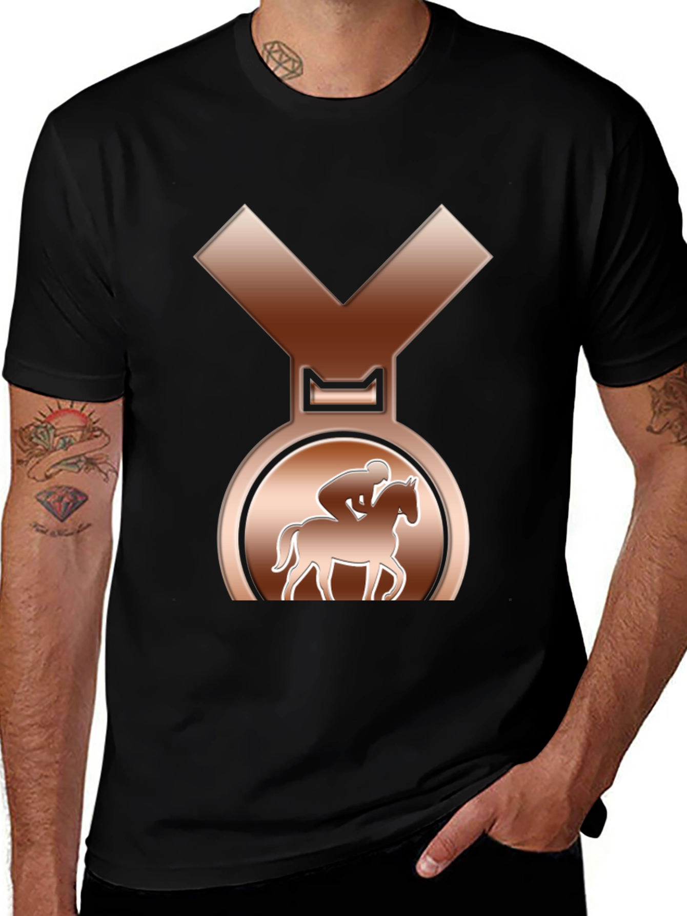 Variant 30 of Equestrian Bronze Medal Tee - Horse Riding Champion Style