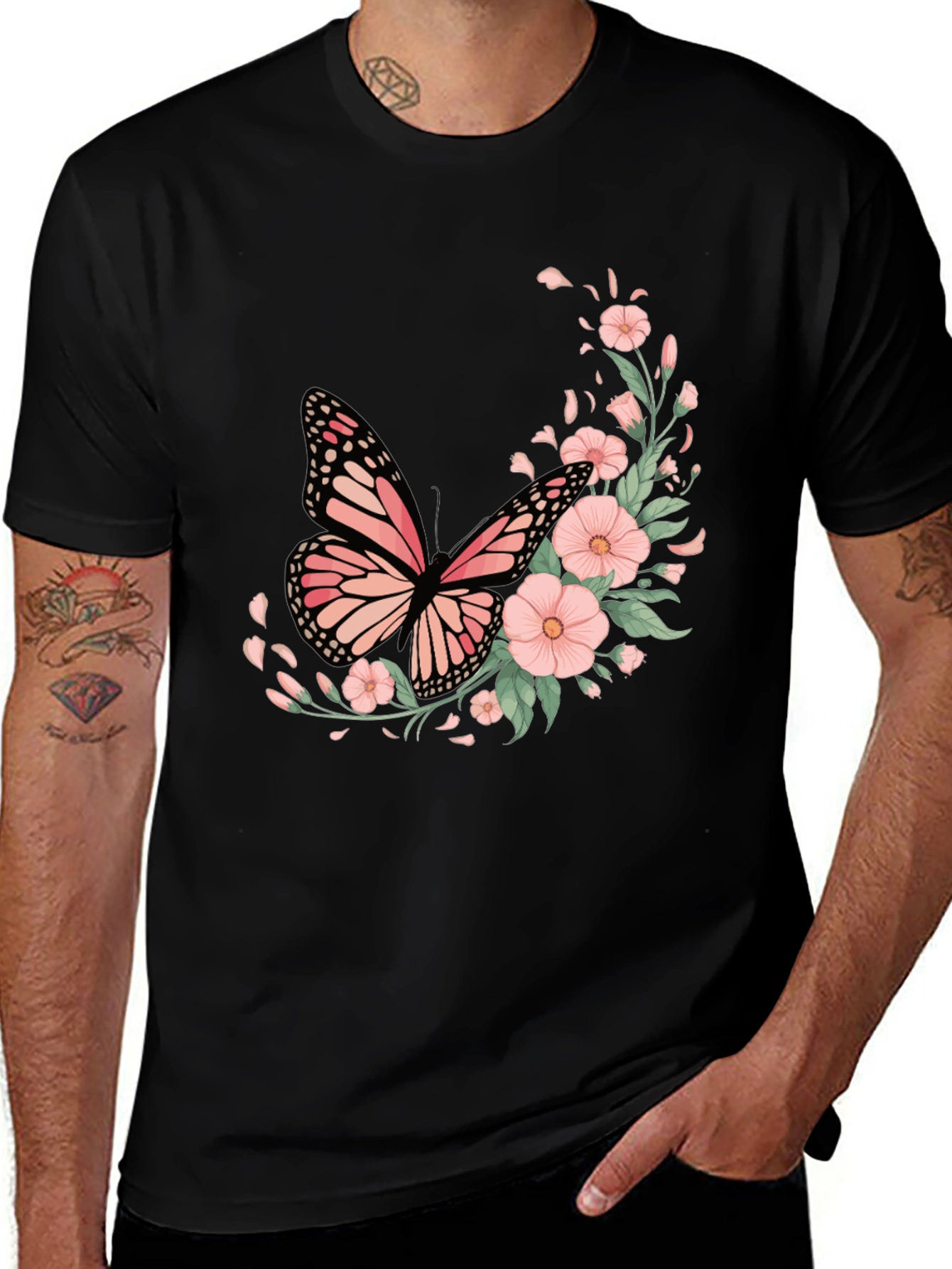Variant 29 of Butterfly Floral Black T-Shirt