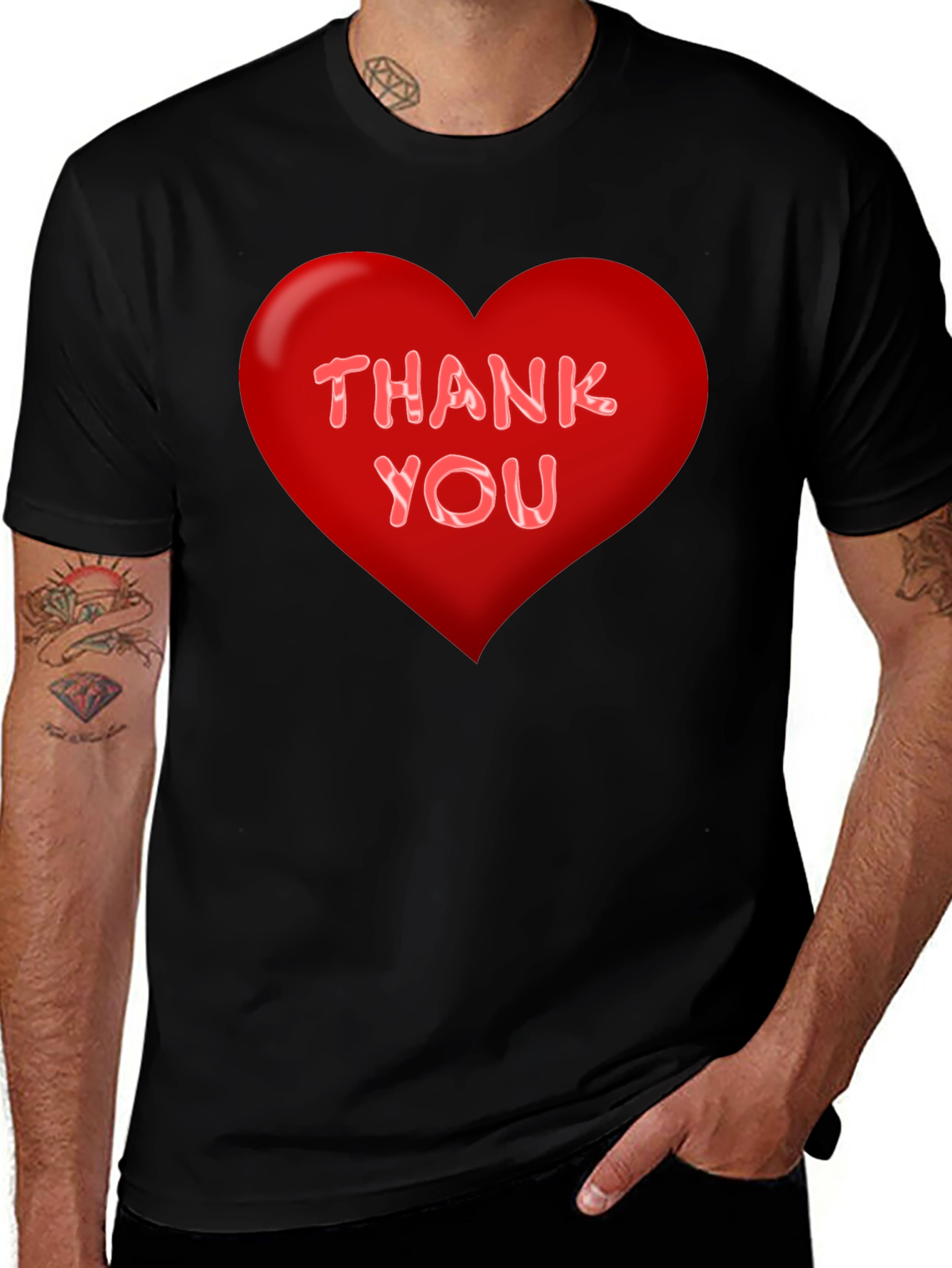 Variant 4 of Thank You Heart Graphic Tee - Black