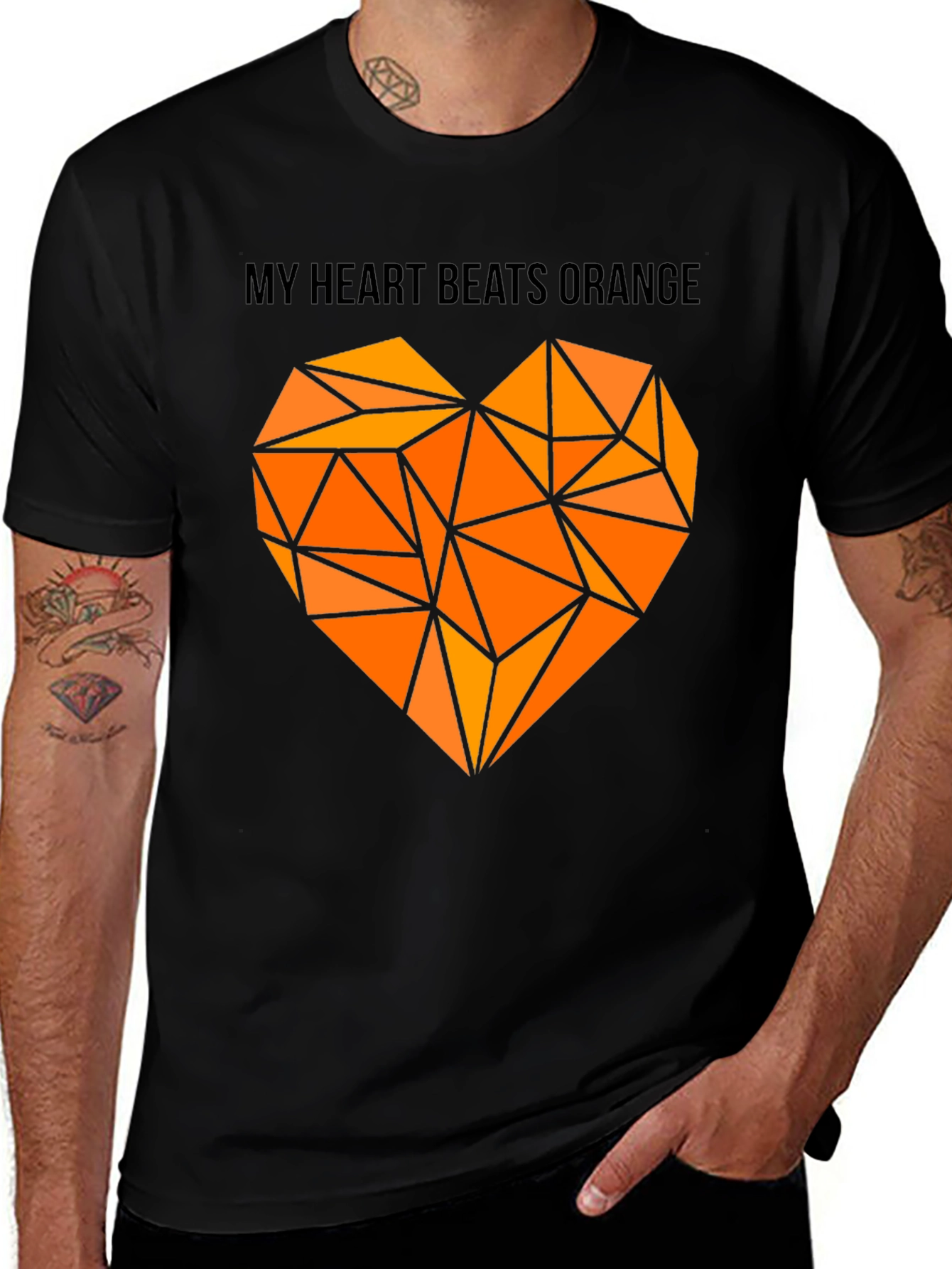 Variant 22 of Orange Heartbeat Graphic Tee - Modern Geometric Design