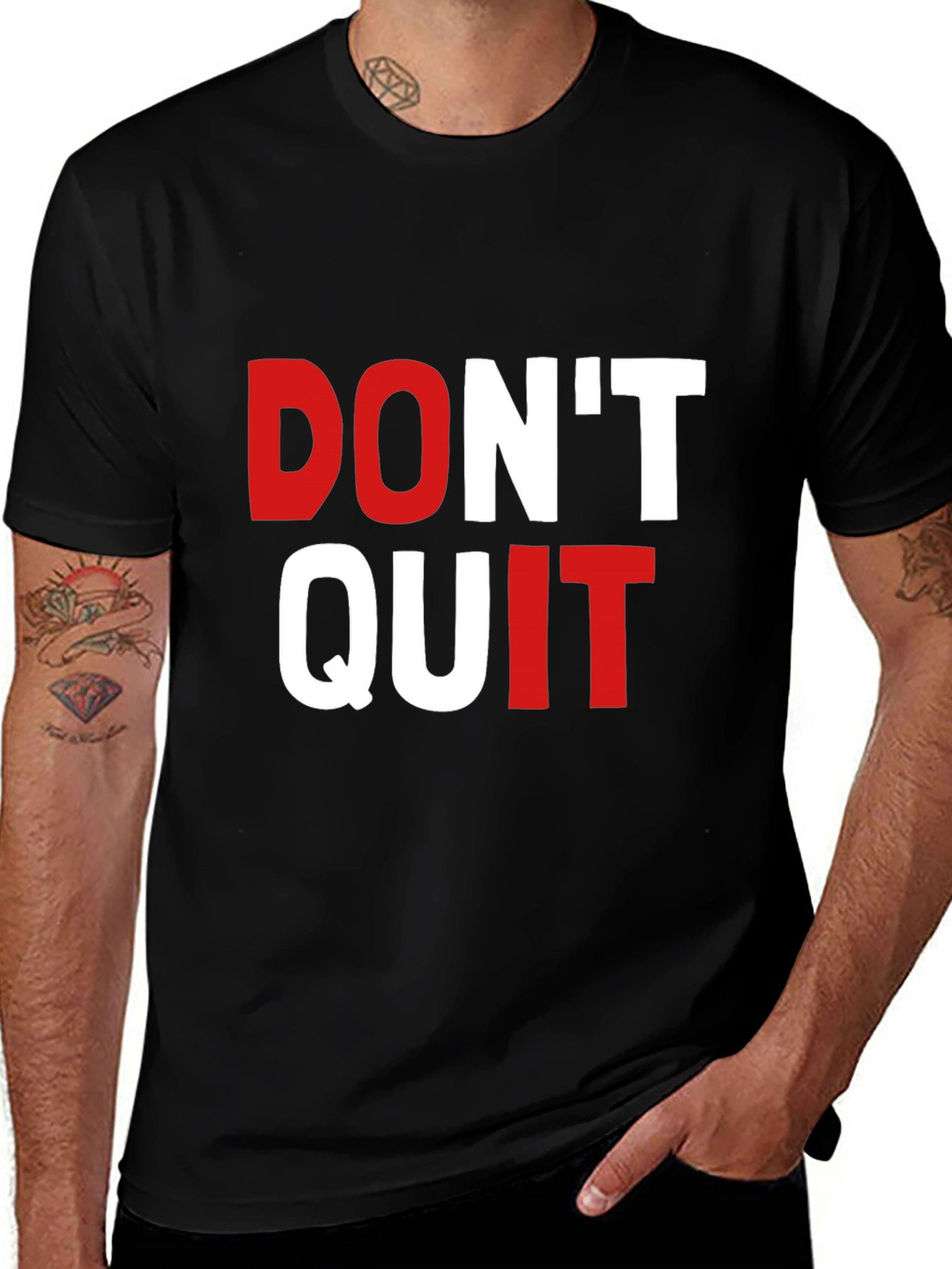 Variant 26 of Motivational 'Don't Quit' Graphic Tee - Black