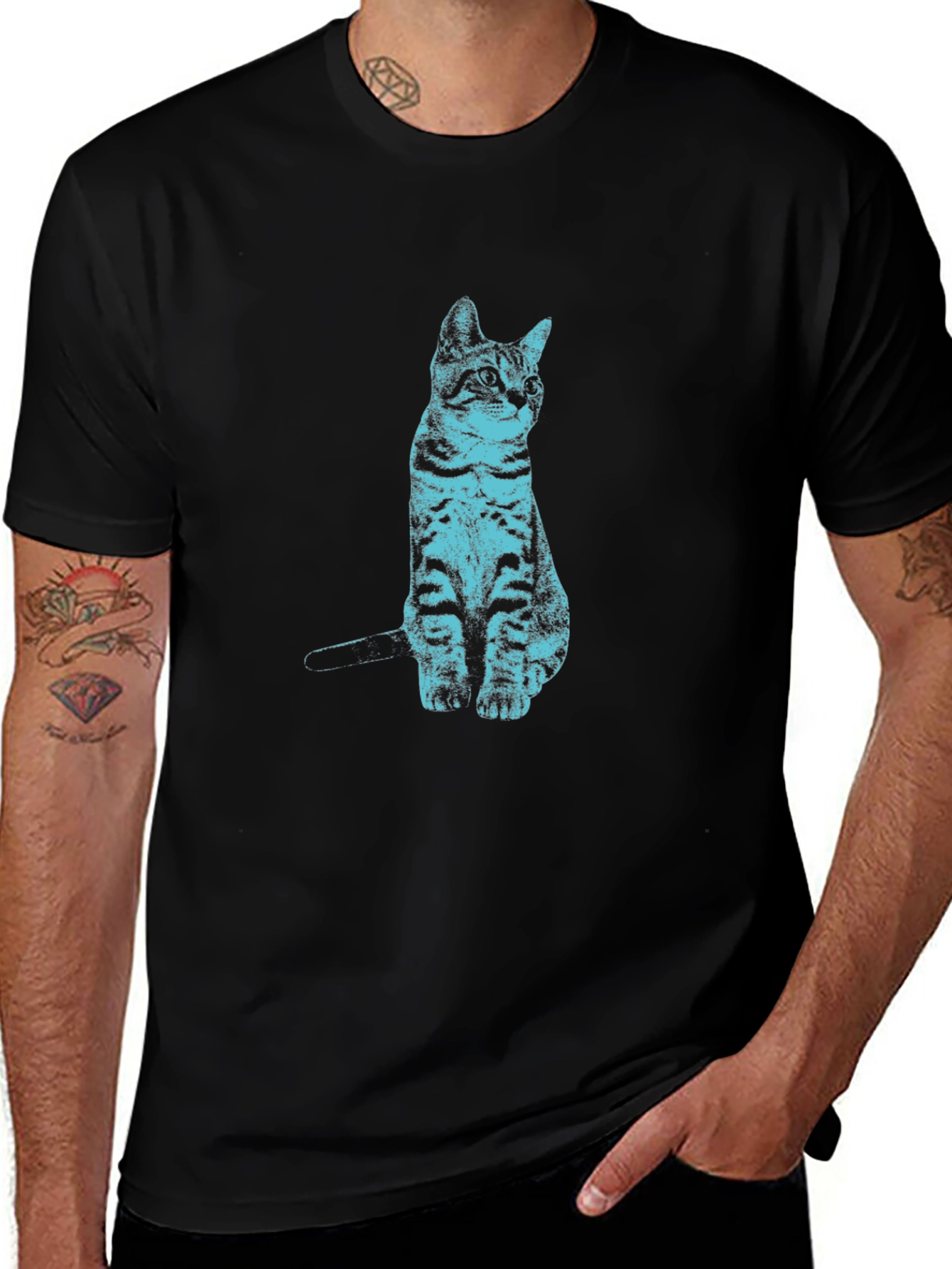 Variant 2 of Cool Cat Graphic T-Shirt - Black