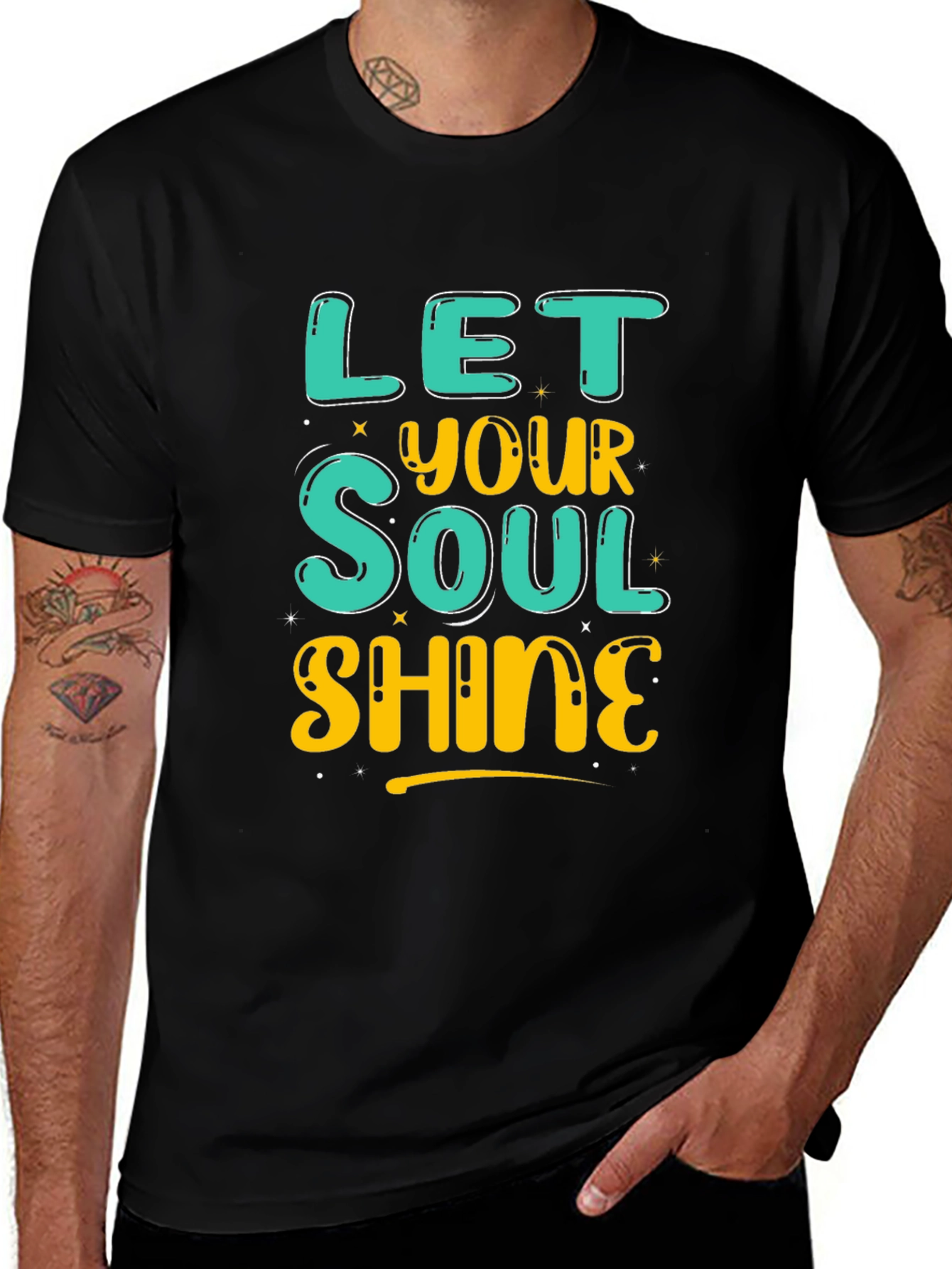 Variant 23 of Let Your Soul Shine Black Graphic Tee