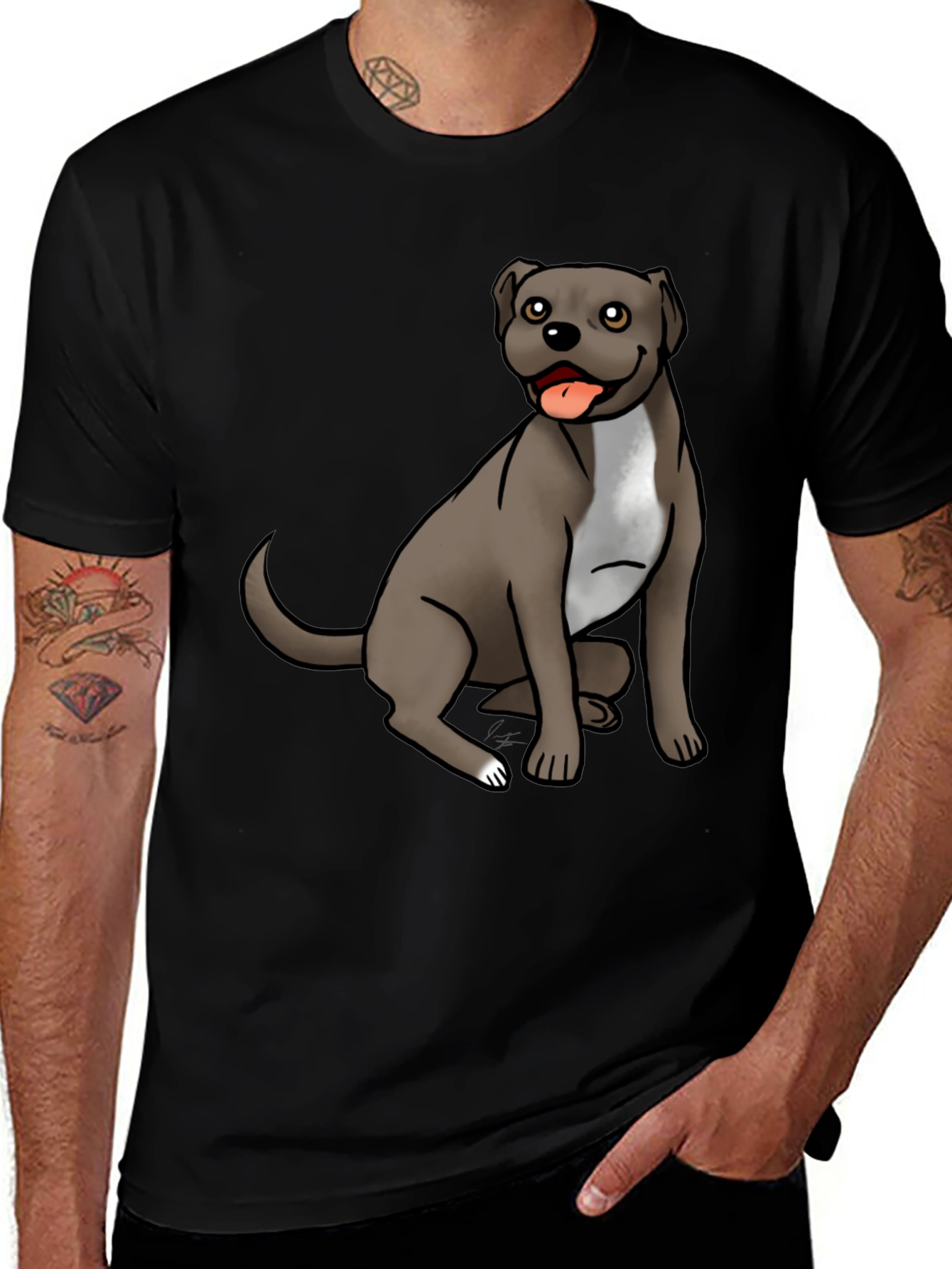 Variant 27 of Pitbull Dog Graphic T-Shirt - Black
