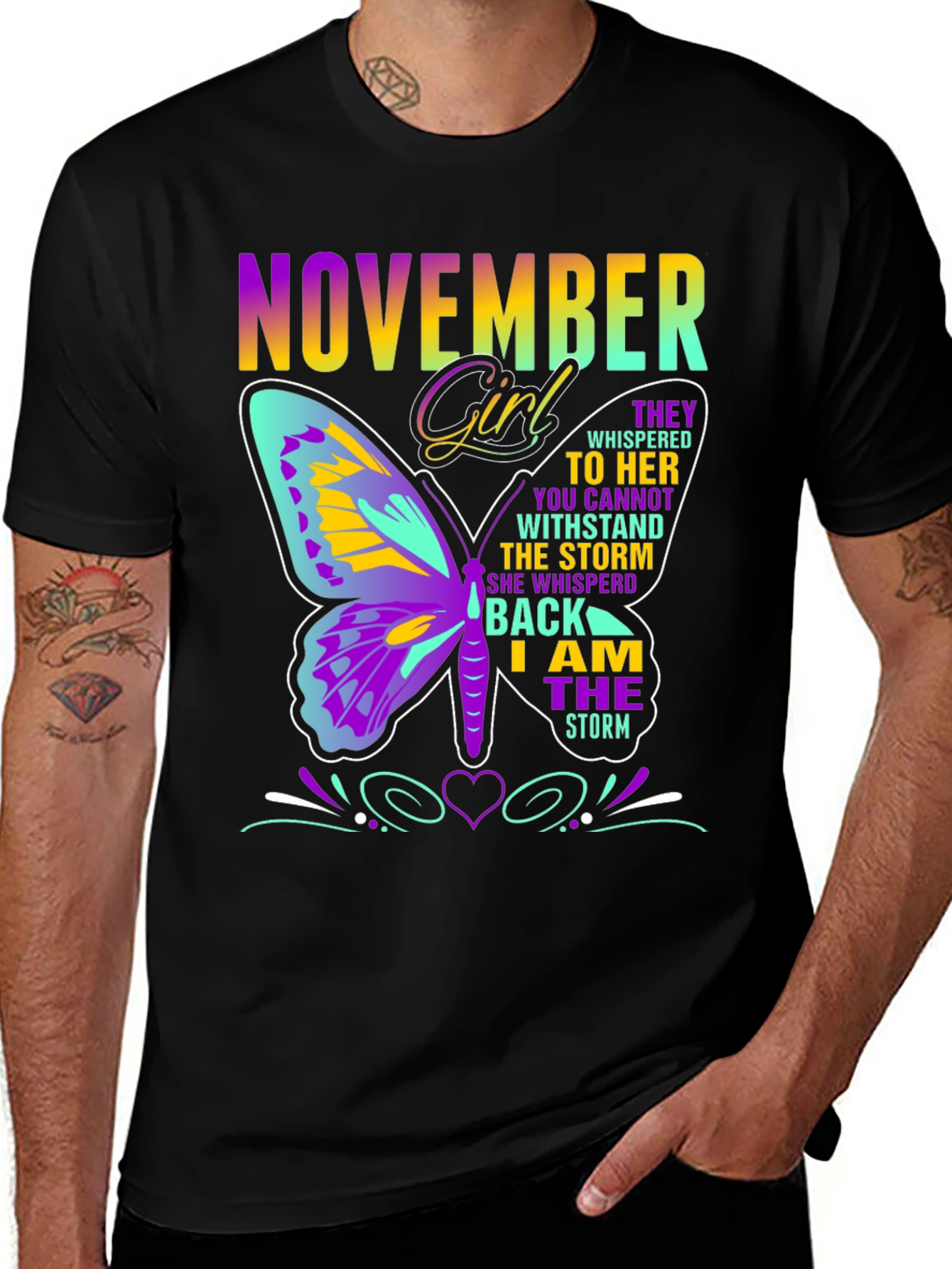 Variant 4 of November Girl T-Shirt Butterfly Design