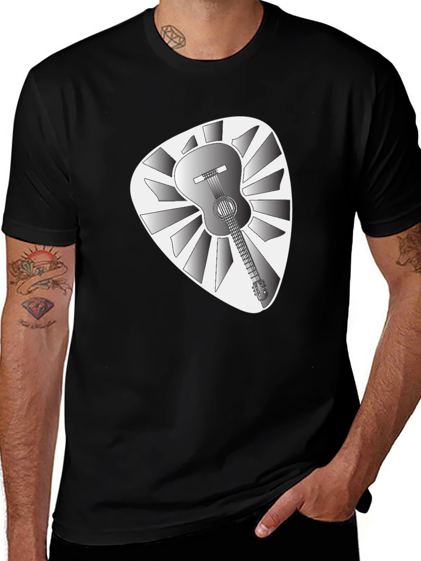 Guitar Pick T-Shirt - Acoustic Guitar Design