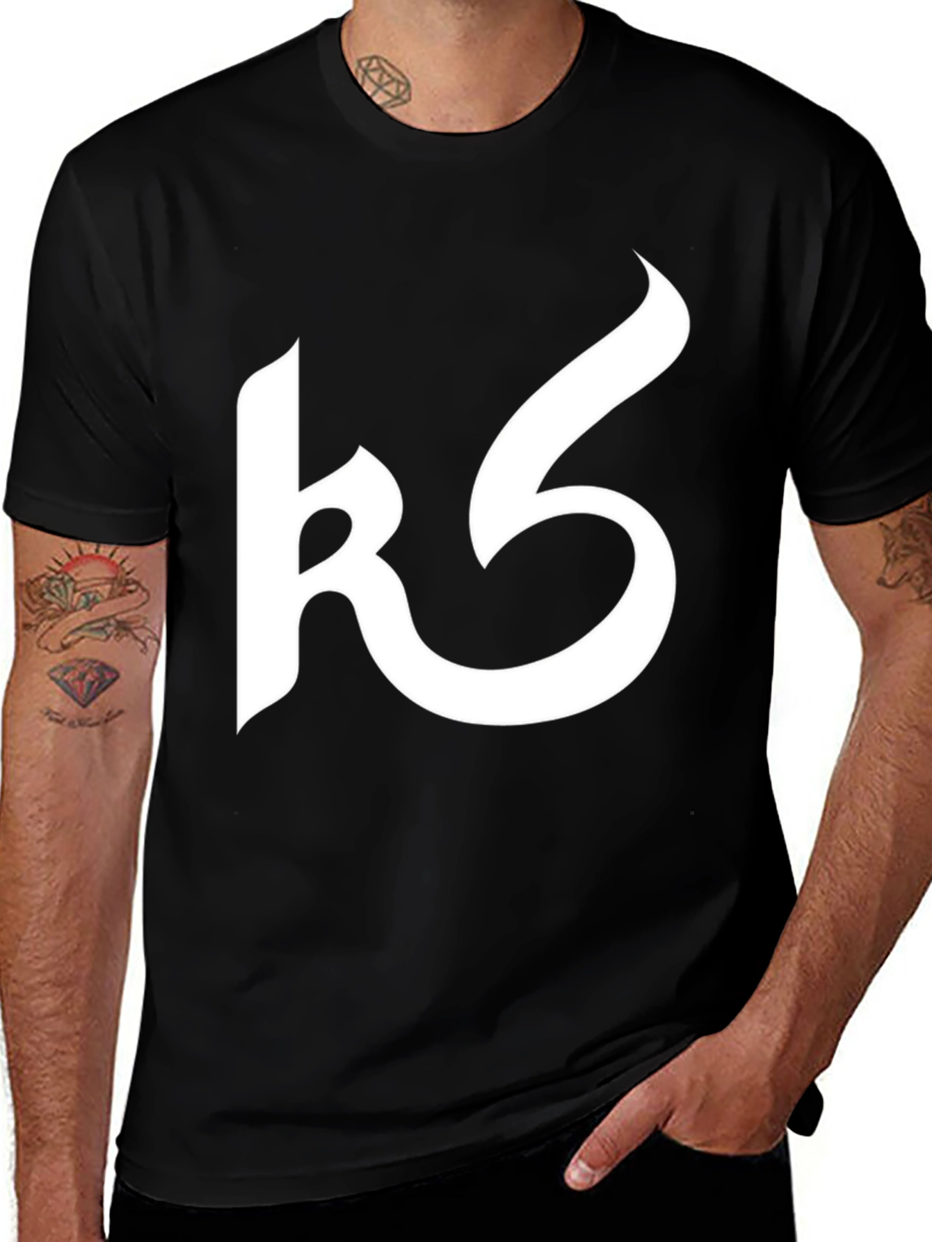 Variant 12 of Modern Black Tee with Abstract White Design
