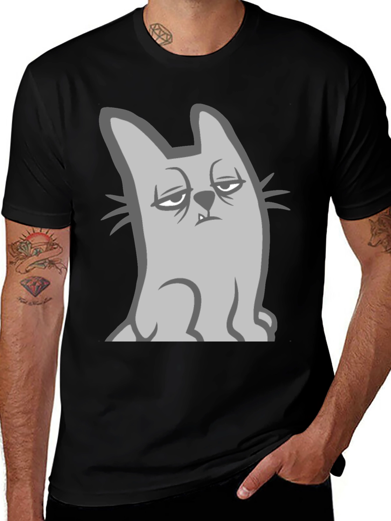 Variant 30 of Funny Grumpy Cat T-Shirt - Unisex Black Tee