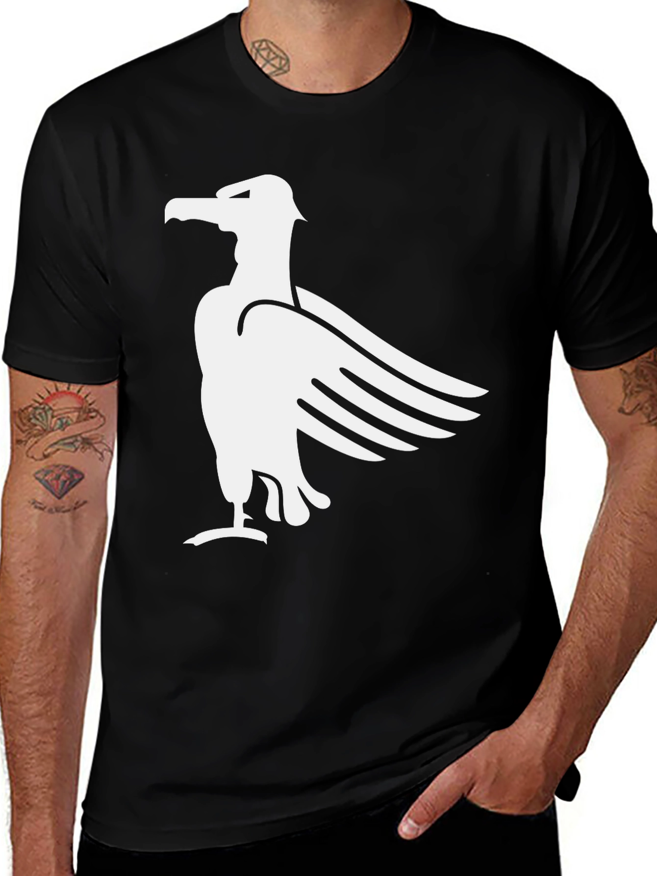 Variant 15 of Black T-Shirt with White Eagle Graphic