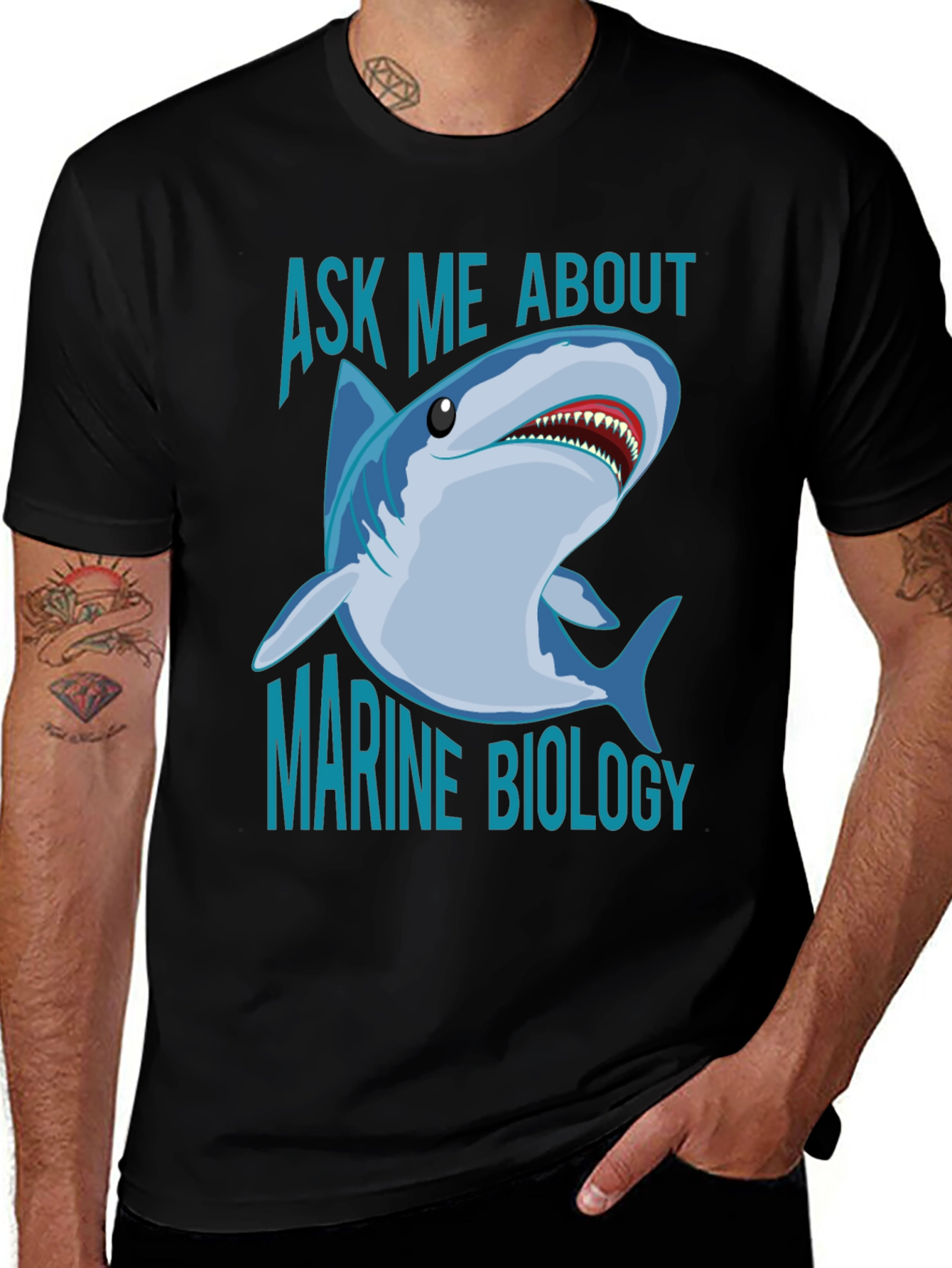 Variant 4 of Ask Me About Marine Biology Shark T-Shirt