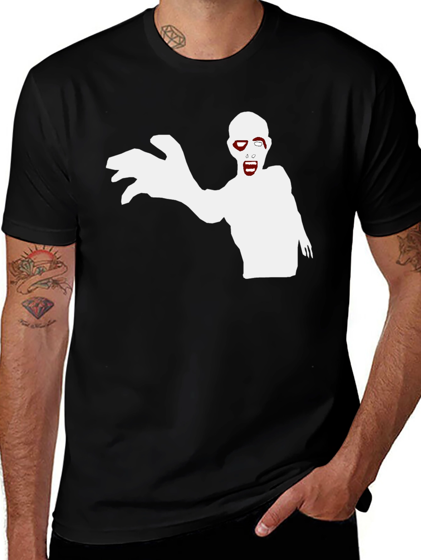 Variant 4 of Zombie Graphic Print Black T-Shirt