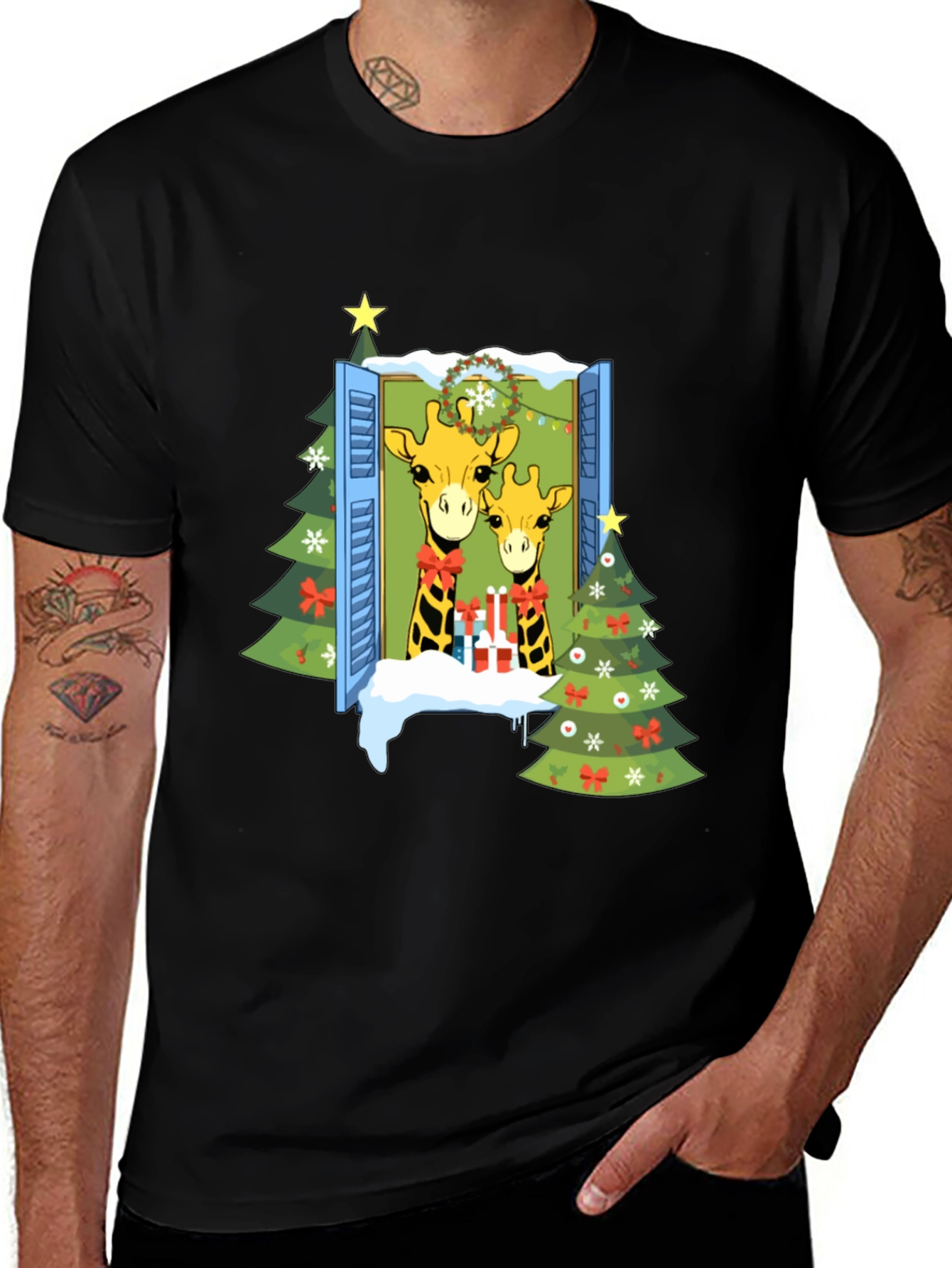 Variant 20 of Festive Giraffe Christmas T-Shirt