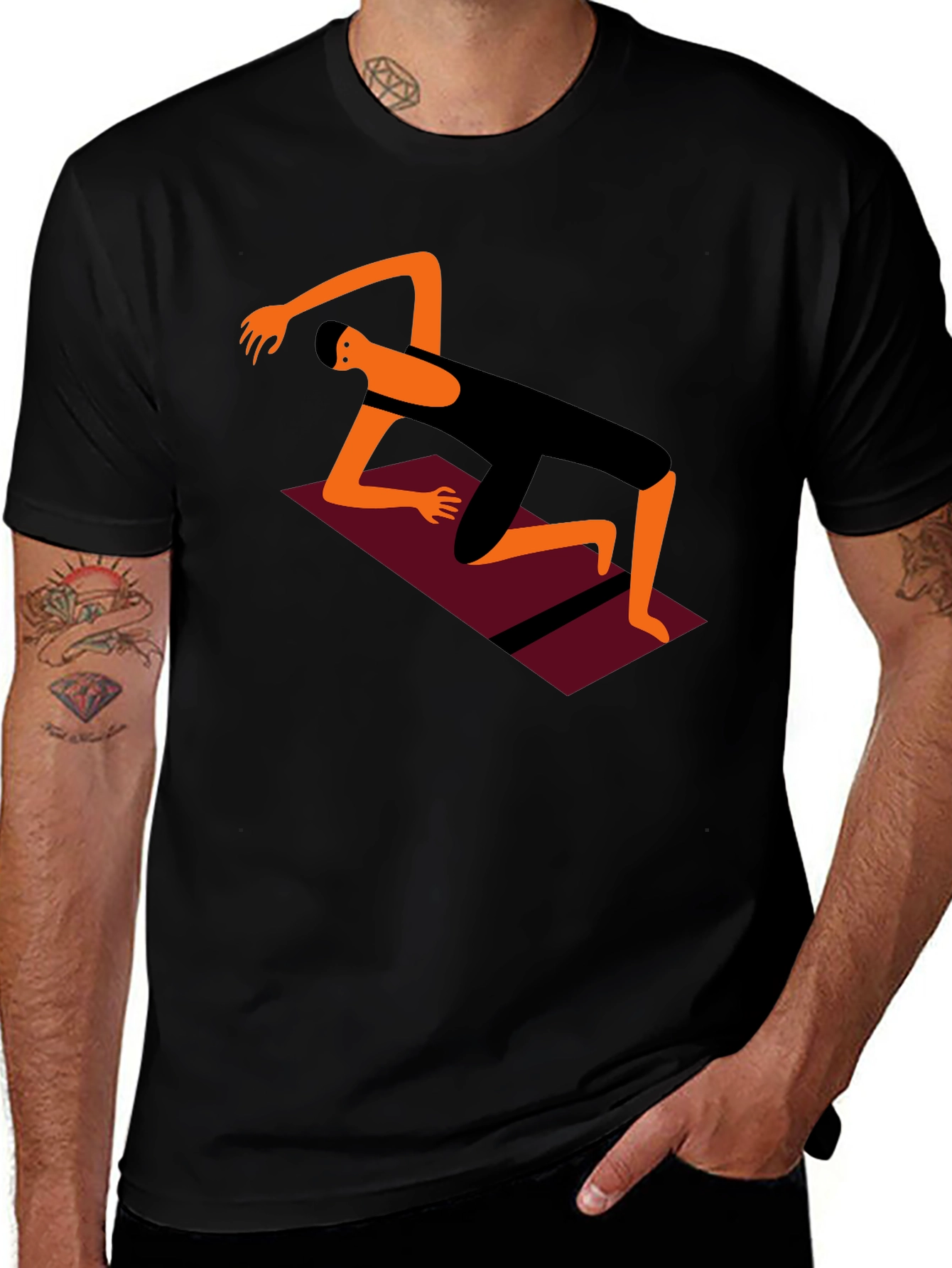 Variant 23 of Yoga Pose Graphic Tee - Black Cotton Comfort