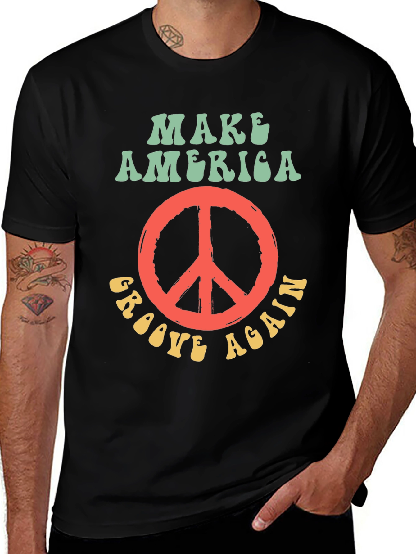 Variant 10 of Retro Peace Sign Graphic T-Shirt
