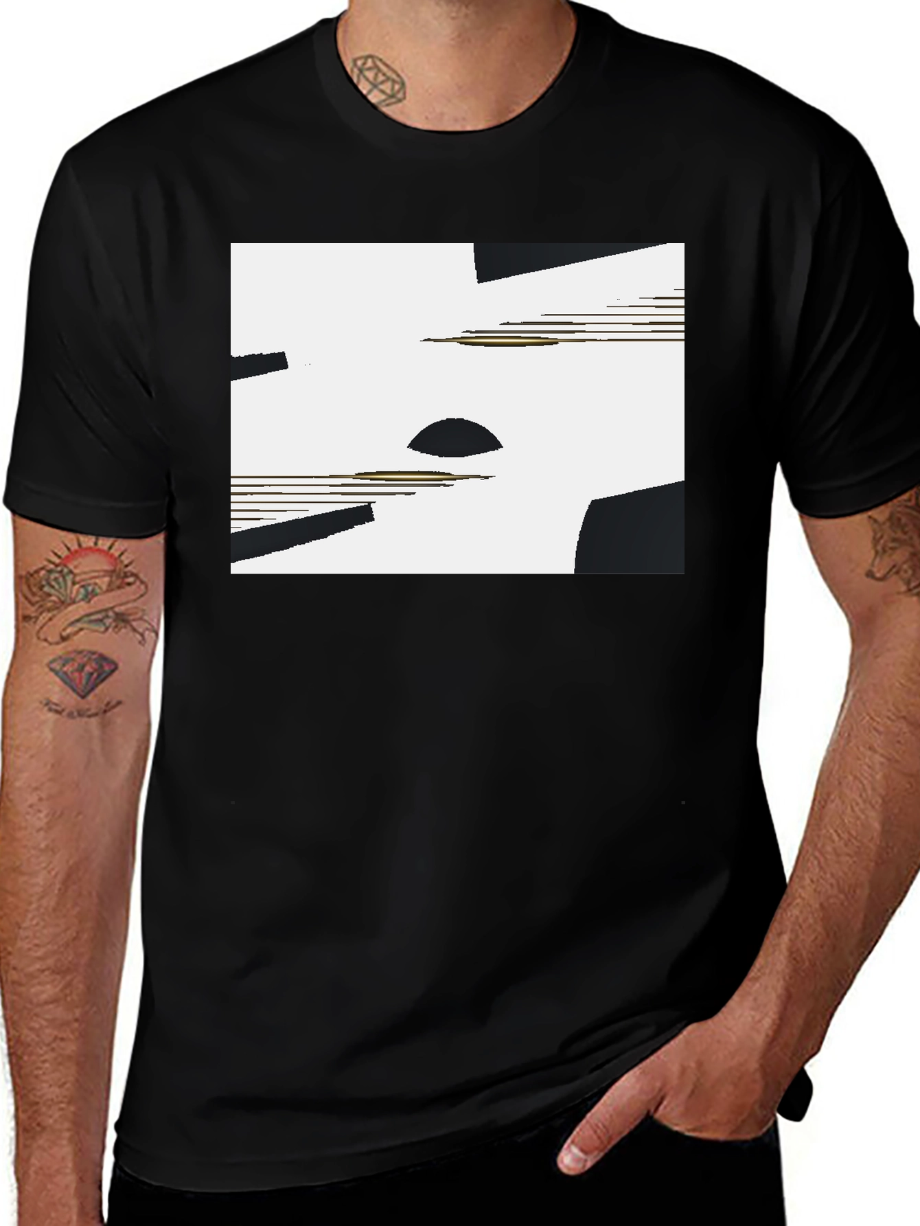 Variant 15 of Abstract Geometric Graphic Tee - Black