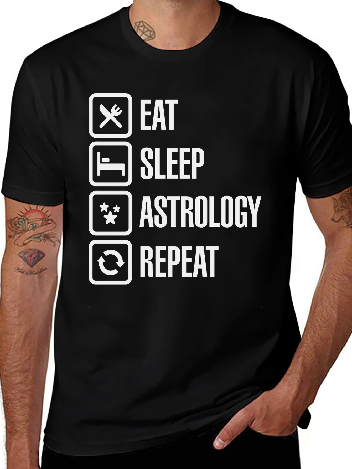 Eat Sleep Astrology Repeat Funny Graphic Tee