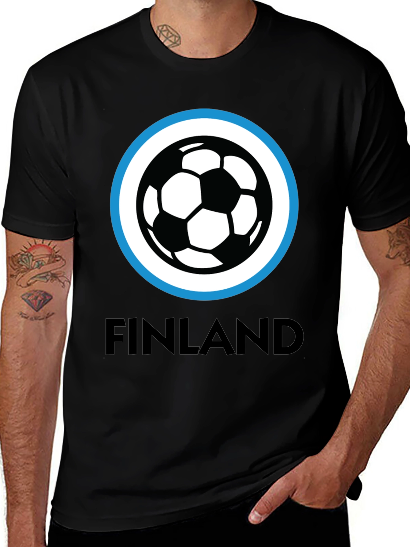 Variant 15 of Finland Soccer Ball Graphic T-Shirt