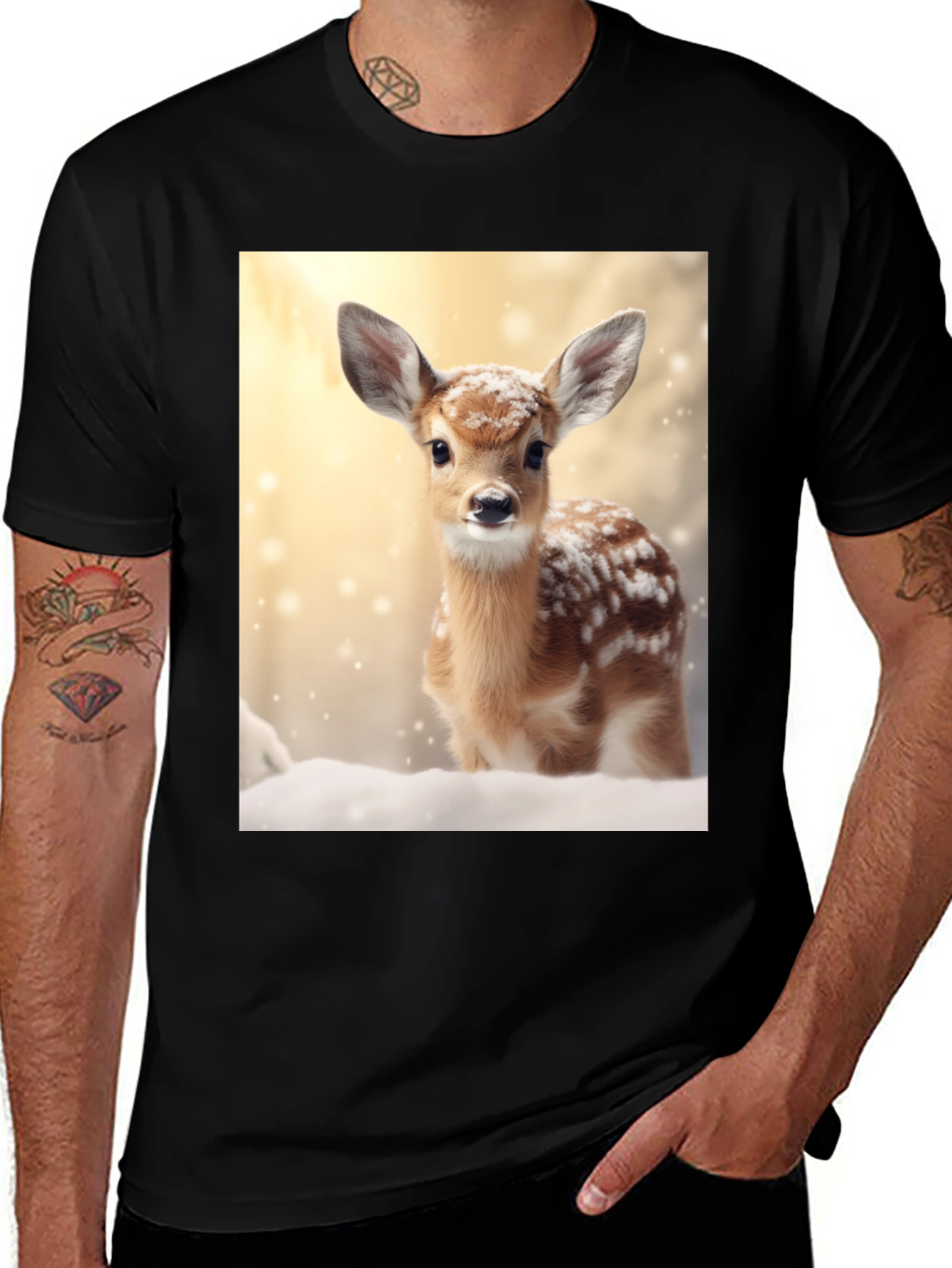 Variant 8 of Fawn in Winter T-Shirt - Cute Deer Graphic Tee