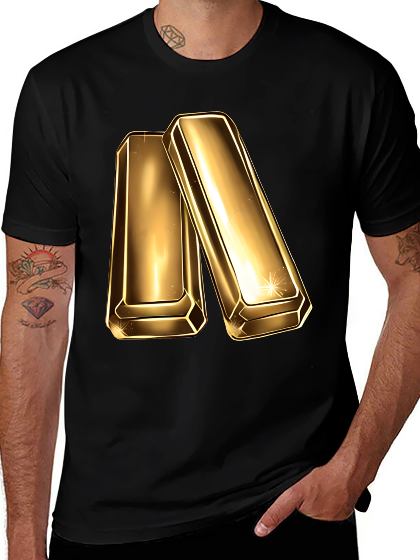 Variant 29 of Gold Bar Graphic Tee - Shiny Ingot Design T-Shirt