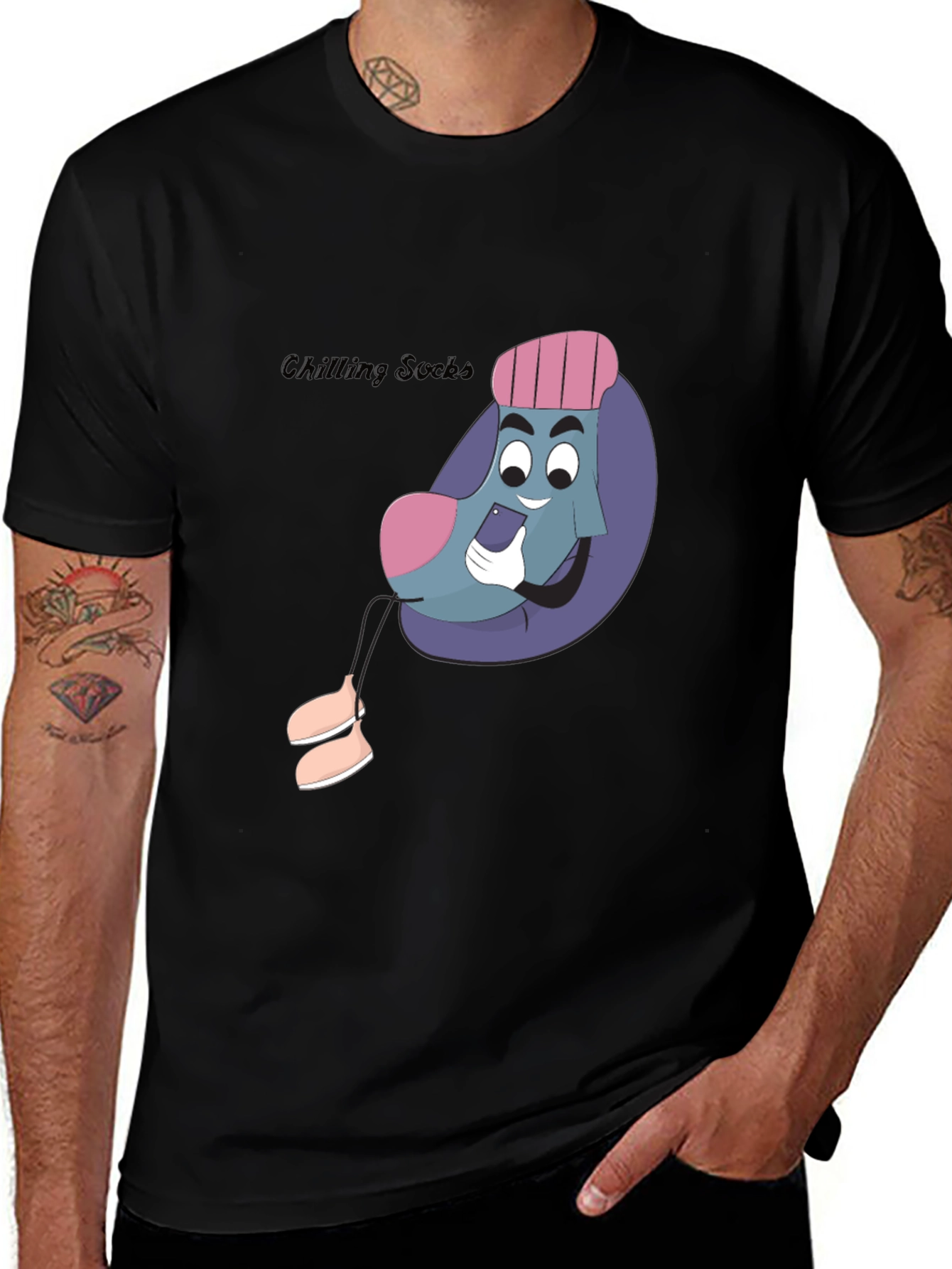 Variant 29 of Chilling Socks Graphic Tee - Cool Cartoon Humor T-Shirt