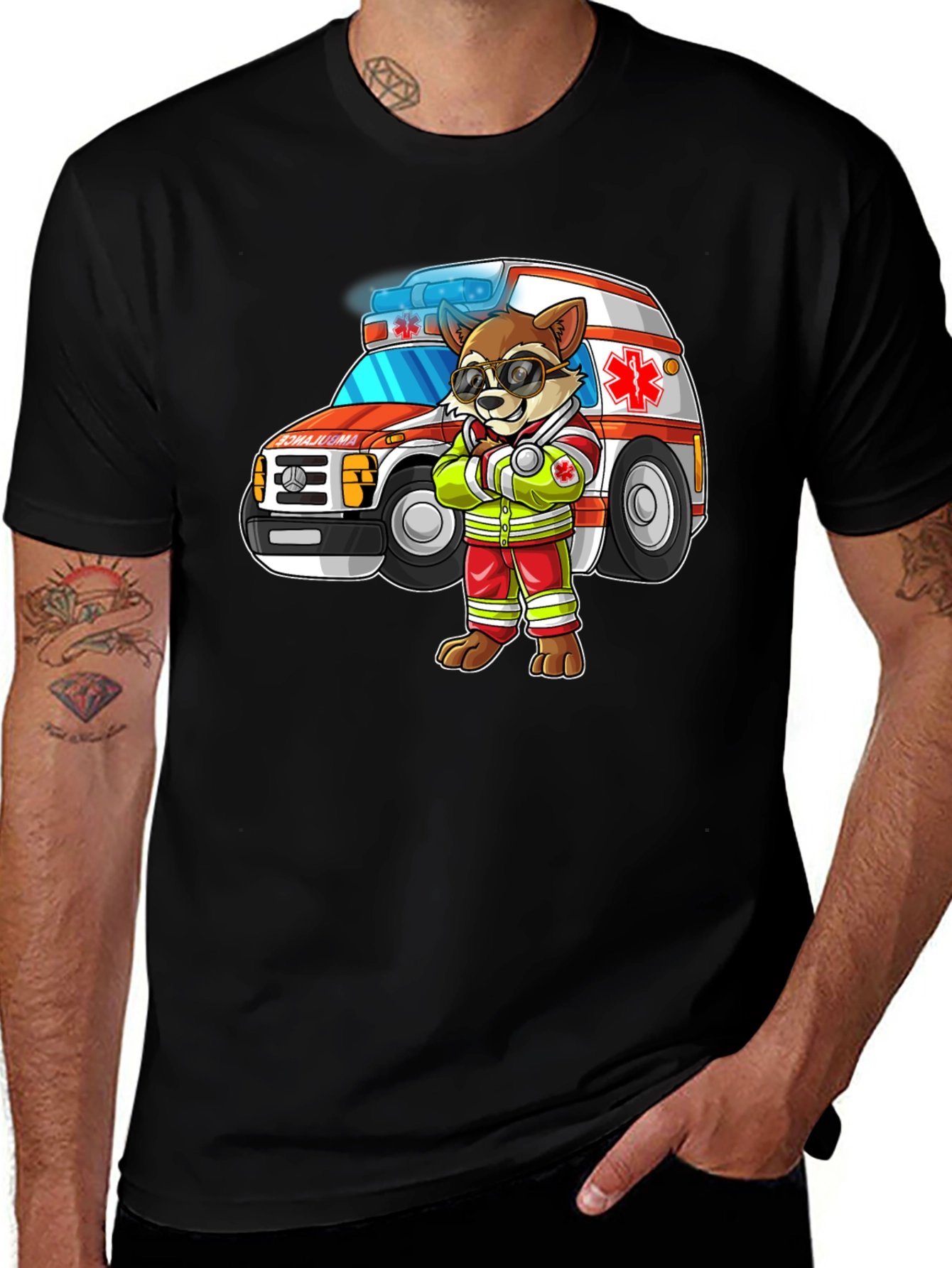 Variant 27 of Cartoon Ambulance Dog T-Shirt