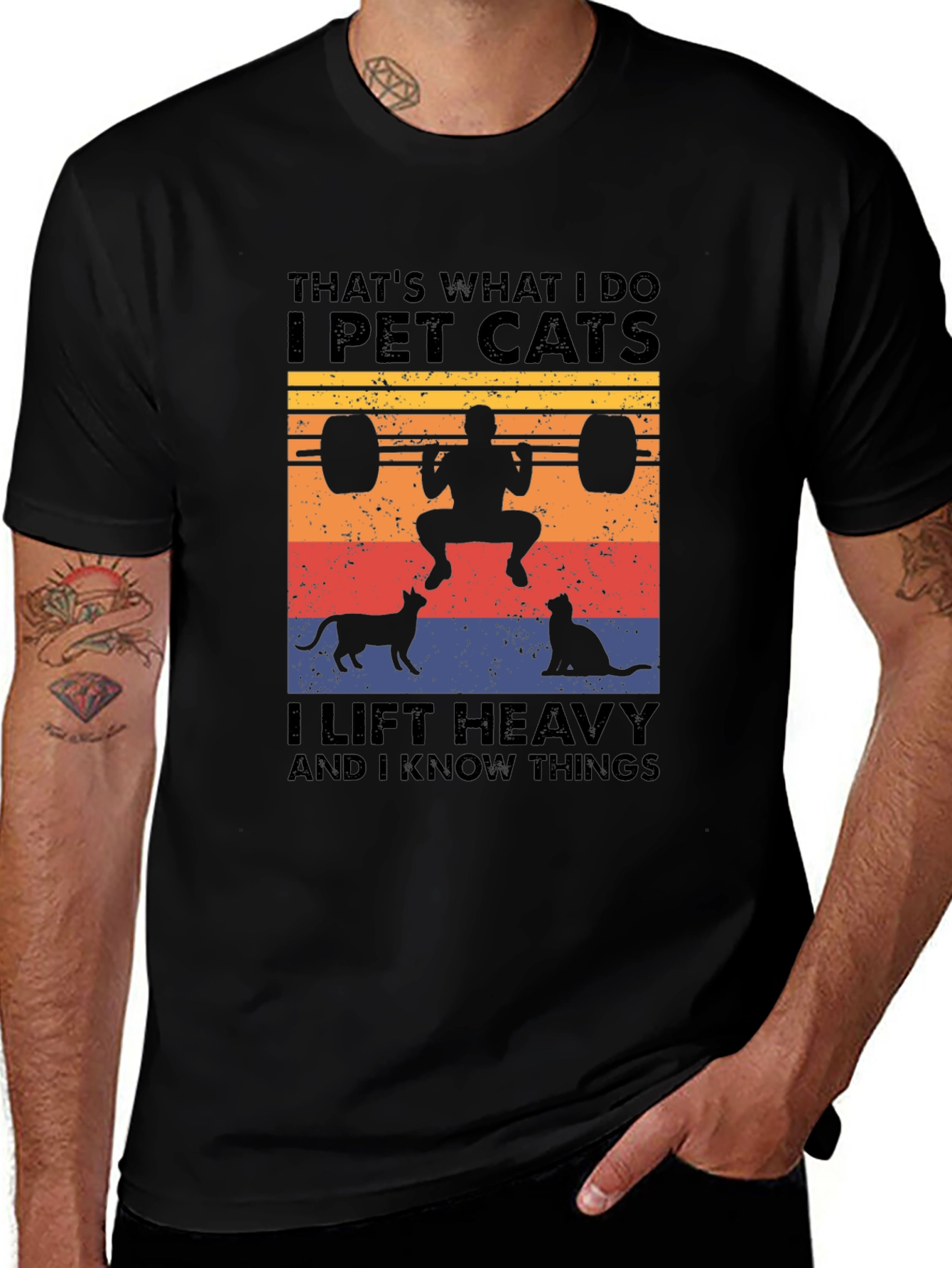 Variant 5 of I Pet Cats T-Shirt - Funny Weightlifting Graphic Tee