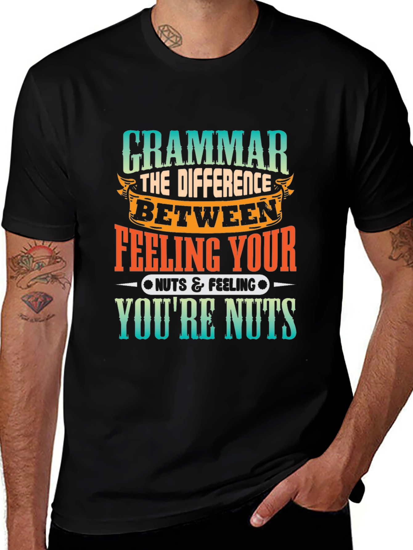 Variant 11 of Funny Grammar Your/You're Nuts Black T-Shirt
