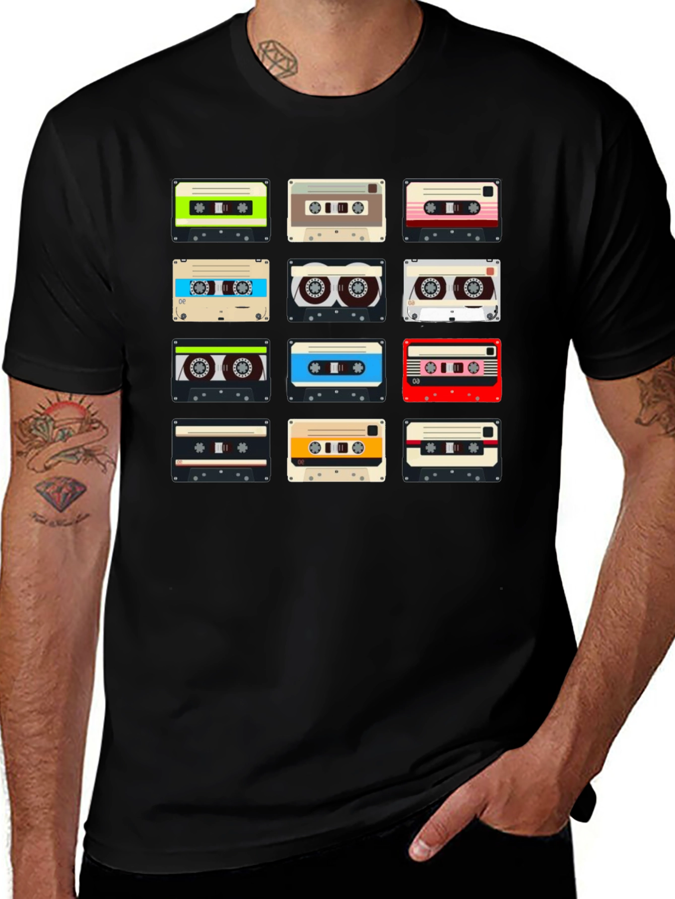 Variant 10 of Retro Cassette Tape Pattern T-Shirt