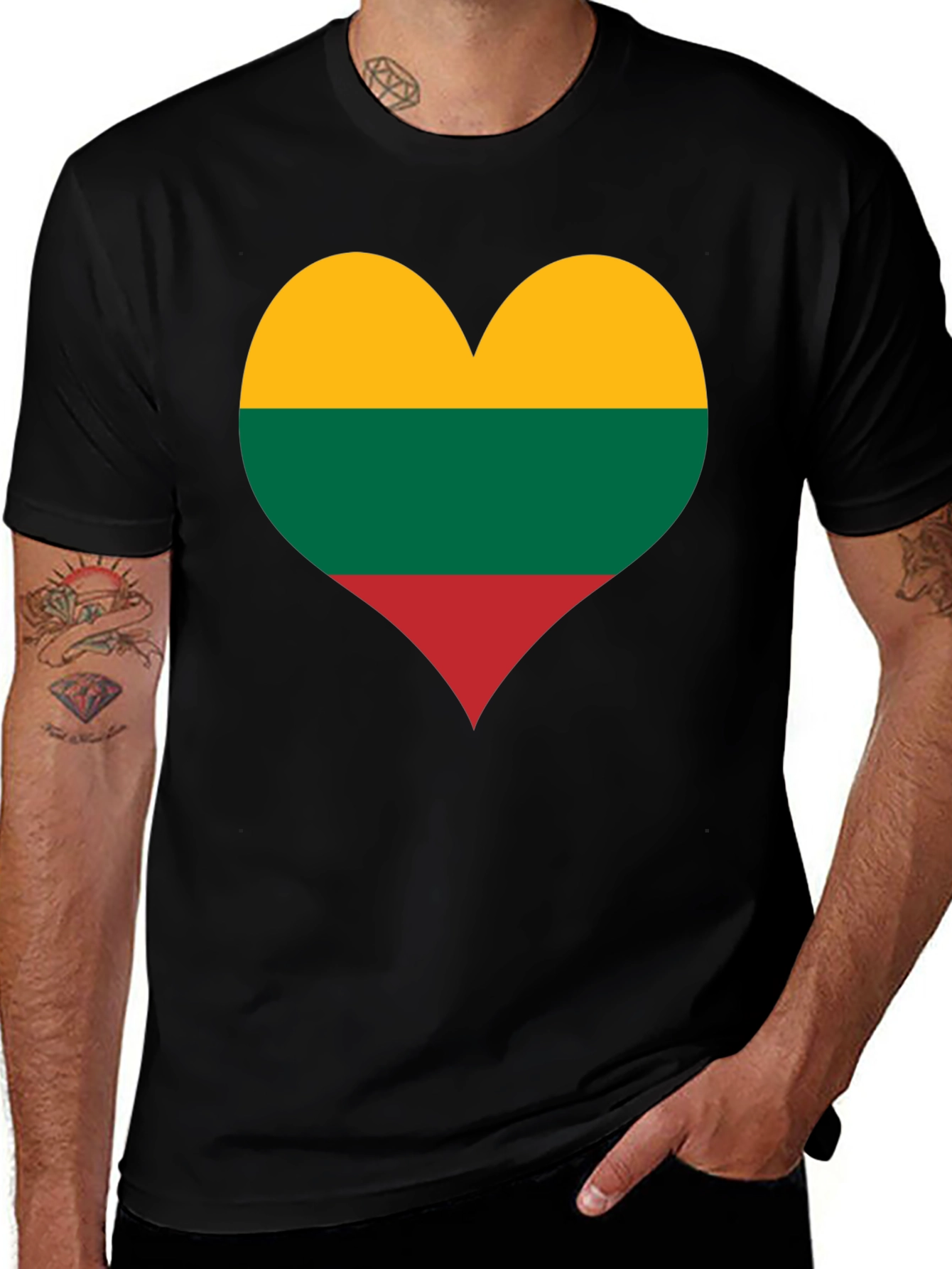 Variant 23 of Lithuania Flag Heart T-Shirt - Love Lithuania Tee