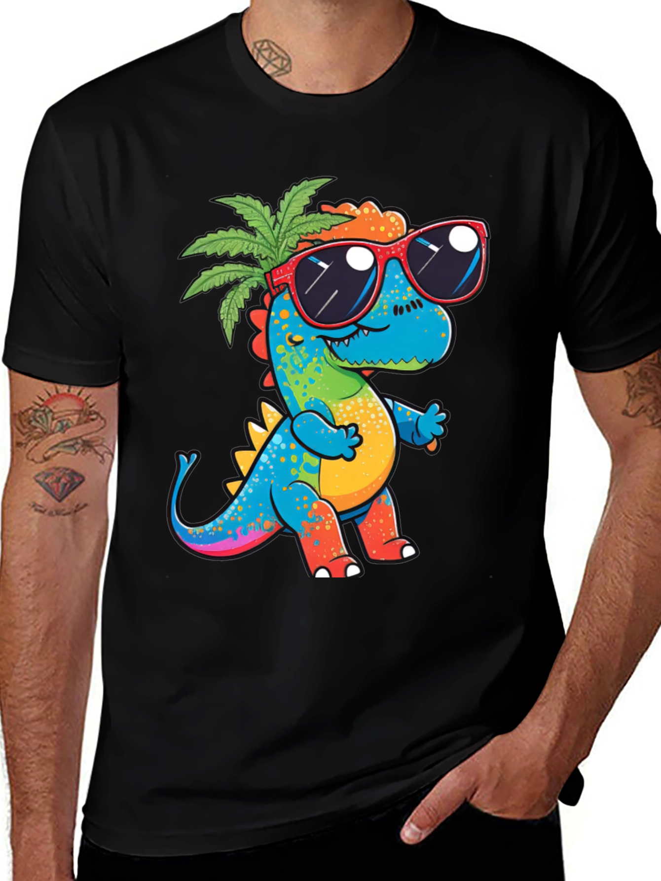 Cool Dino Graphic Tee - Black