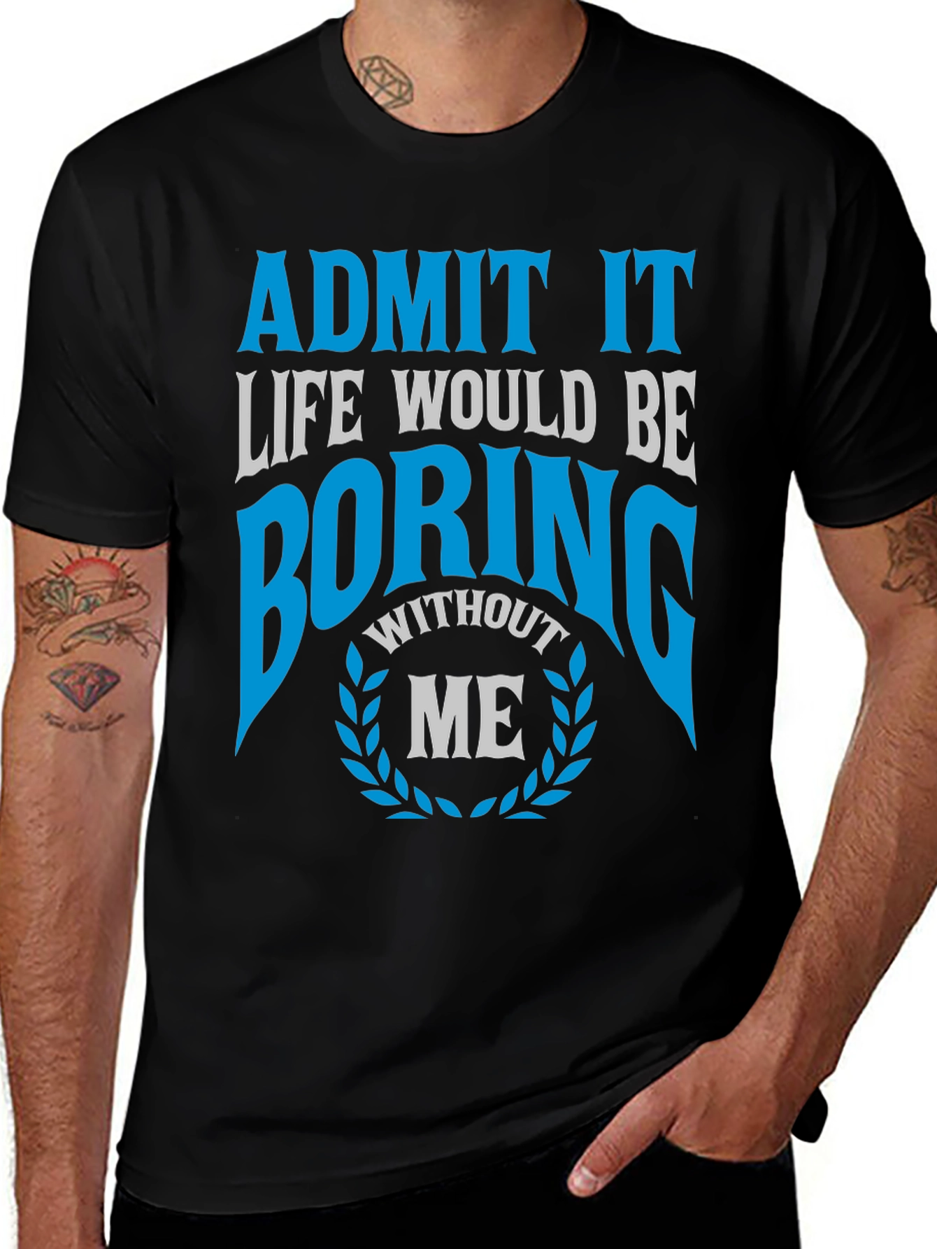 Black Boring Without Me Graphic T-Shirt main image