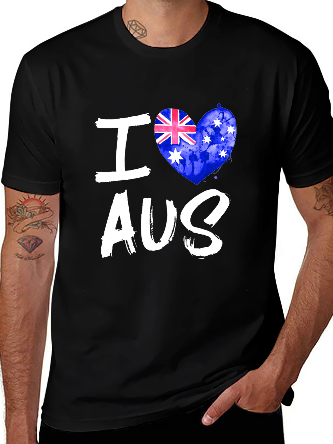I Love Australia T-Shirt, Men's Black Aussie Pride Tee