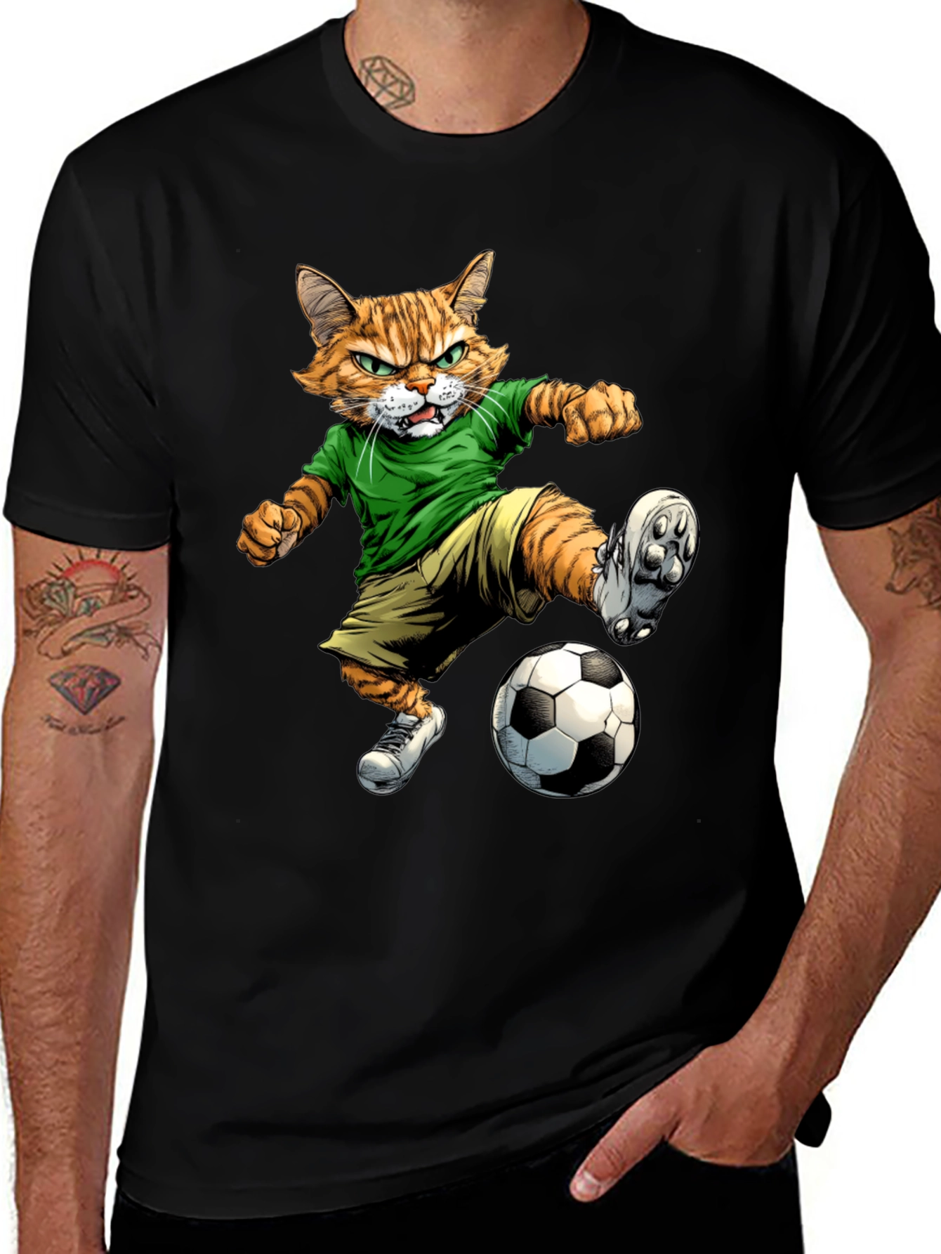Cartoon Cat Soccer T-Shirt