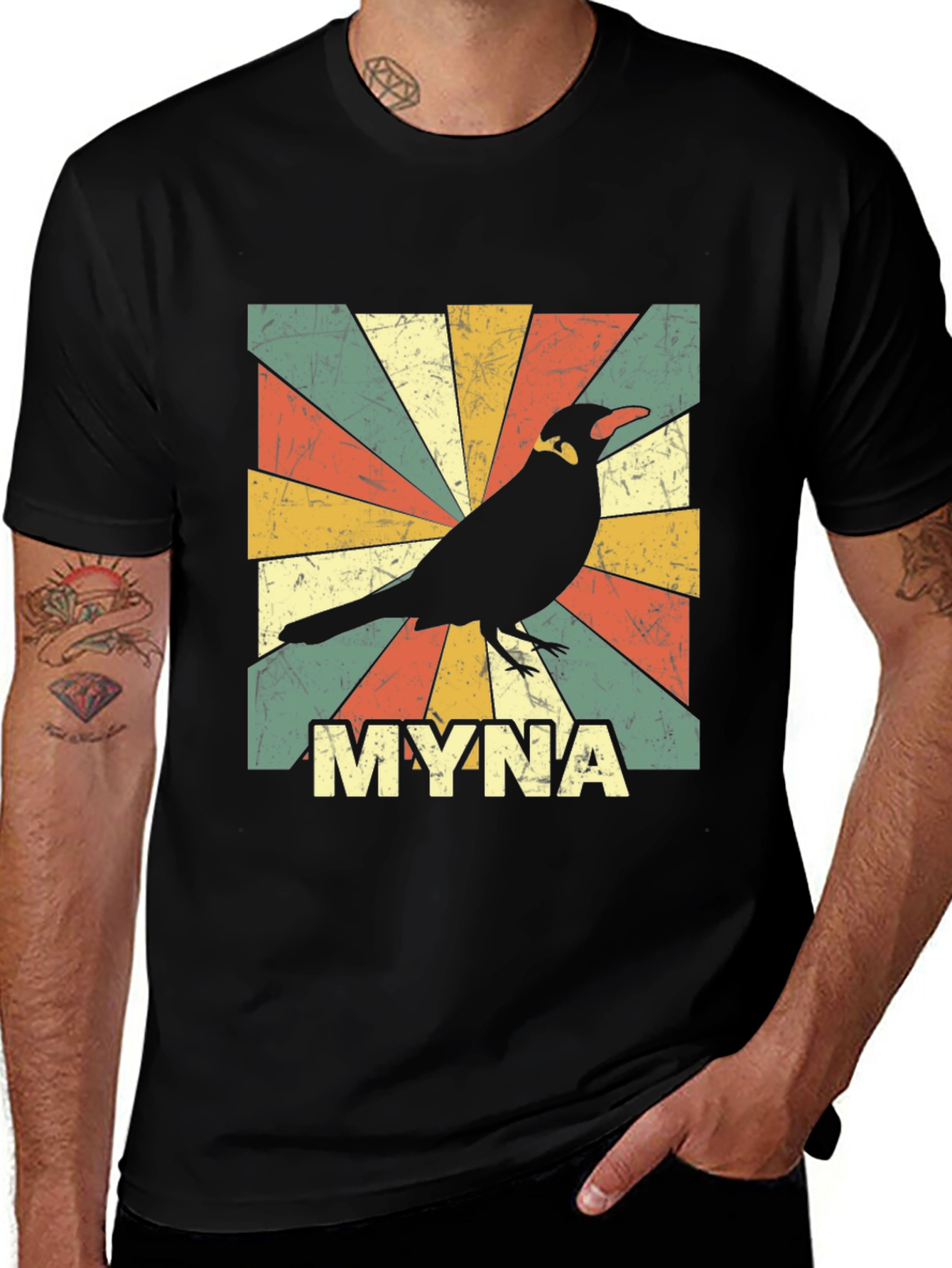Variant 19 of Retro MYNA Bird T-Shirt