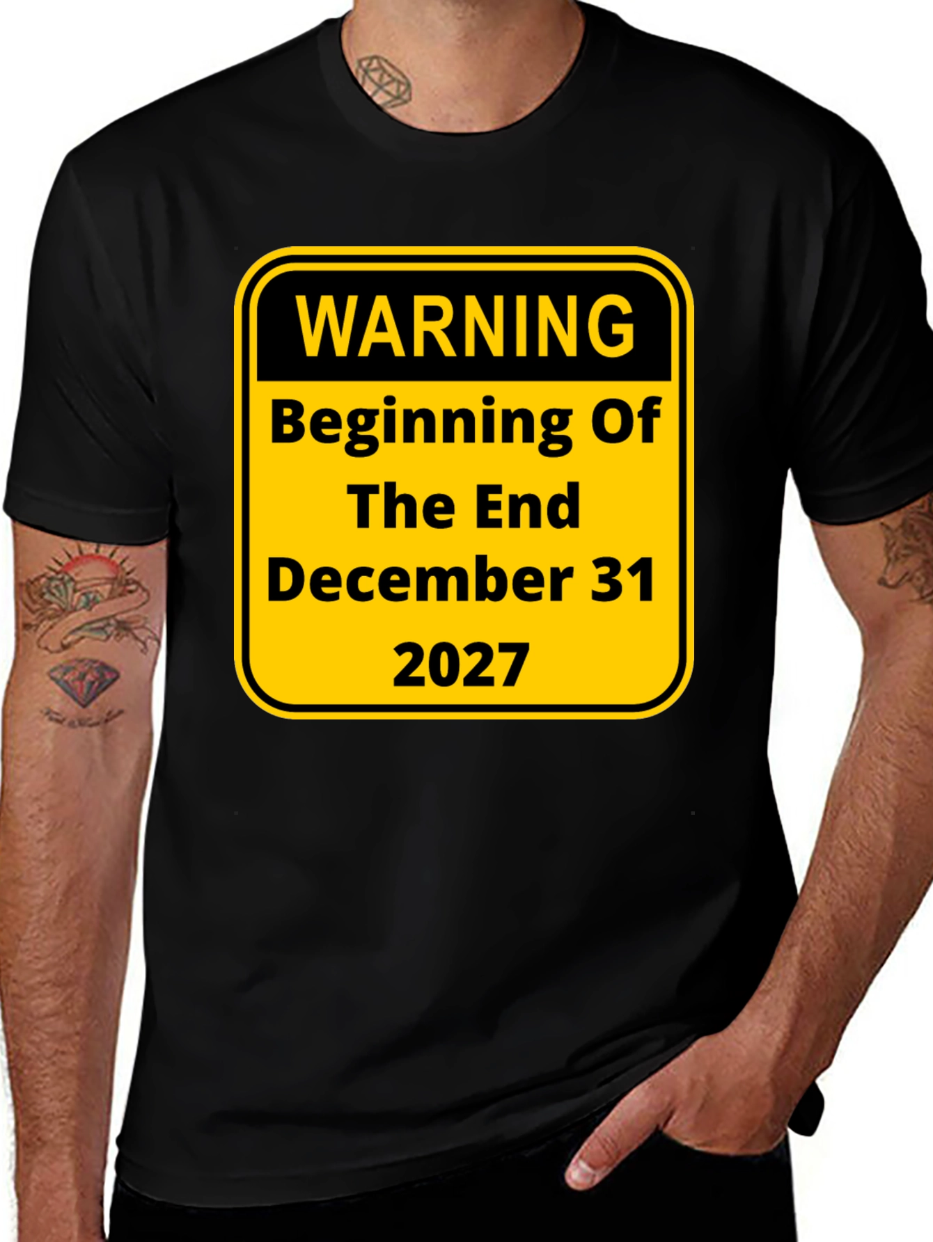 Variant 23 of Warning Beginning of The End December 31 2027 Tee