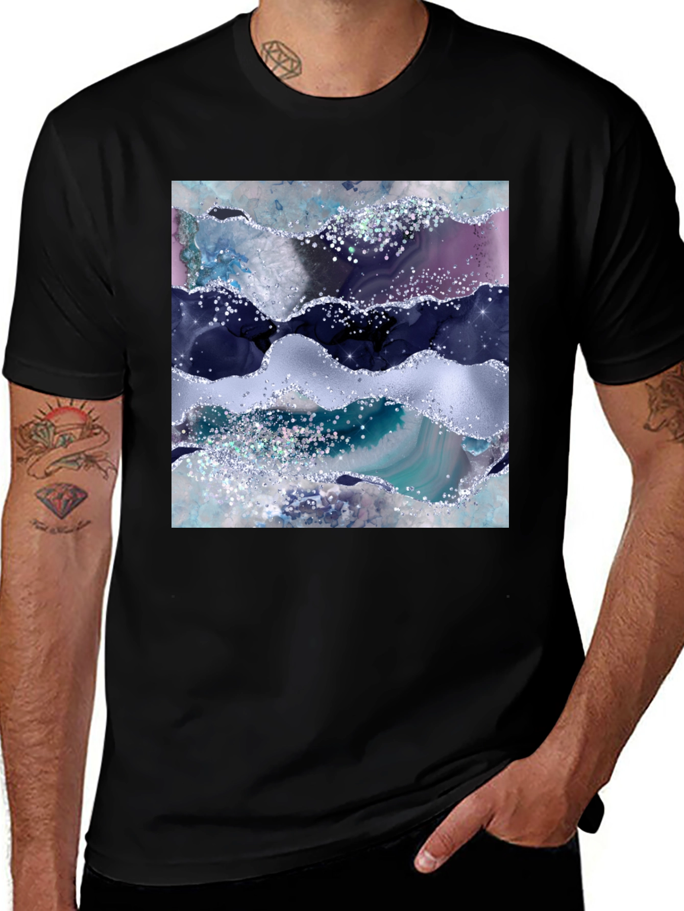 Variant 3 of Abstract Agate Glitter Graphic Tee