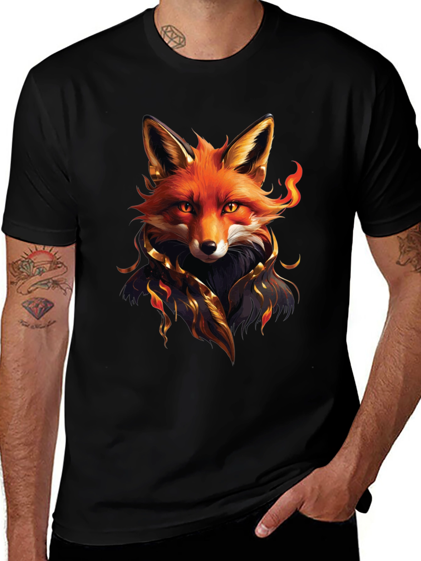 Variant 30 of Fiery Fox Graphic Tee - Premium Black T-Shirt