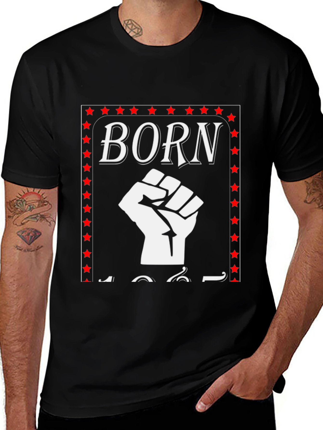 Variant 10 of Born in 1961 Fist Graphic Tee - Black
