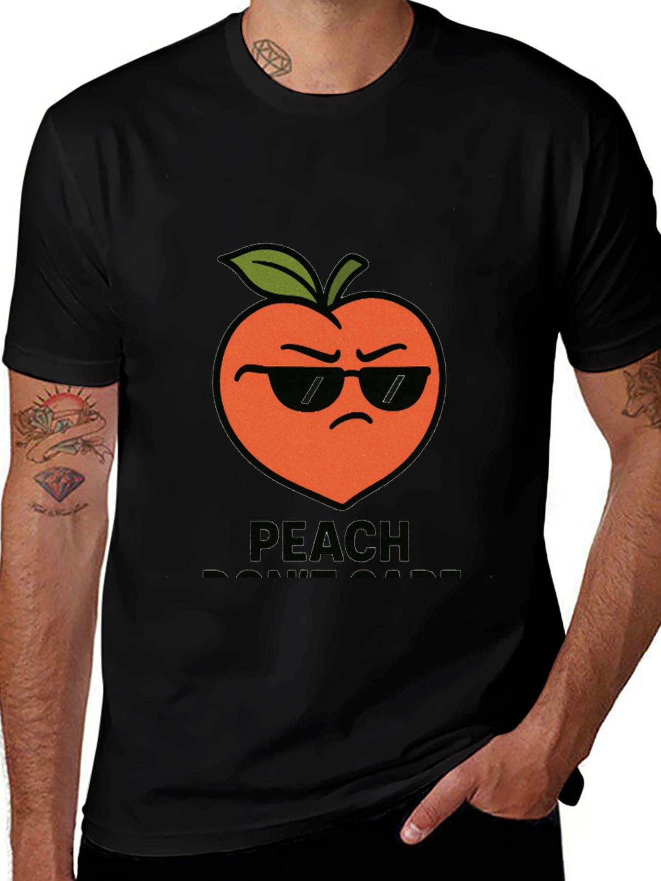 Variant 16 of Cool Peach Graphic T-Shirt - "Peach Don't Care!"