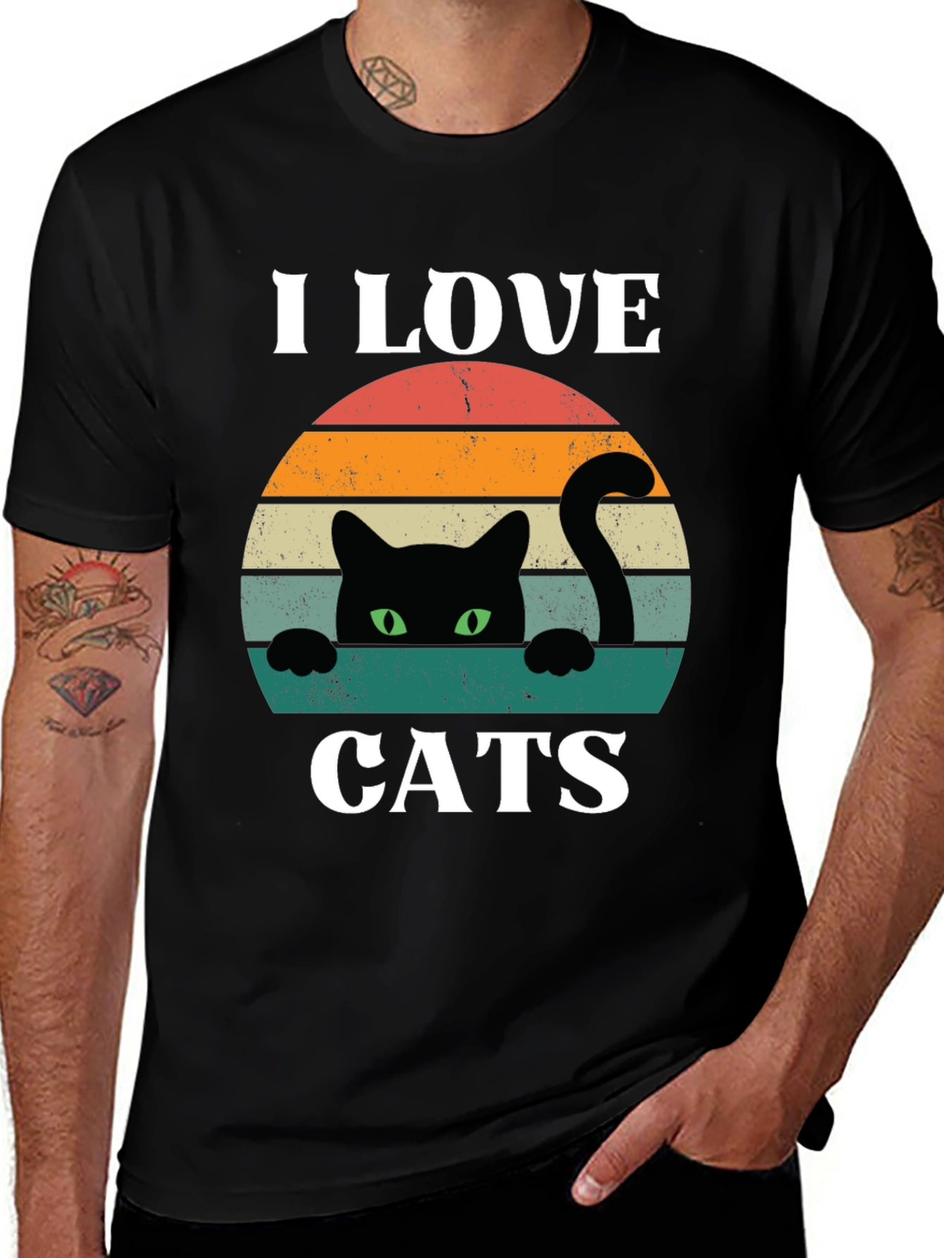 I Love Cats T-Shirt Retro Style
