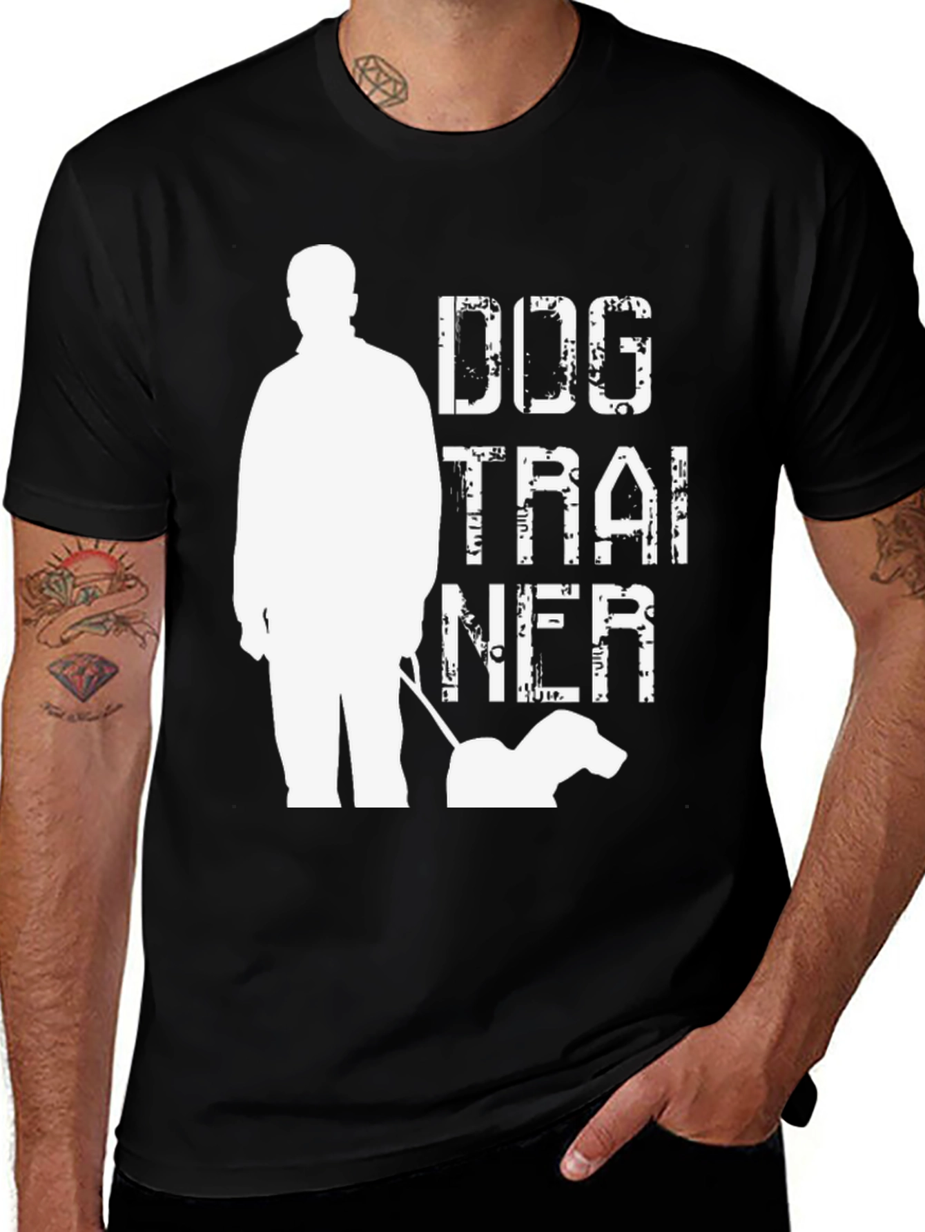 Variant 17 of Dog Trainer Graphic T-Shirt - Black Cotton Tee