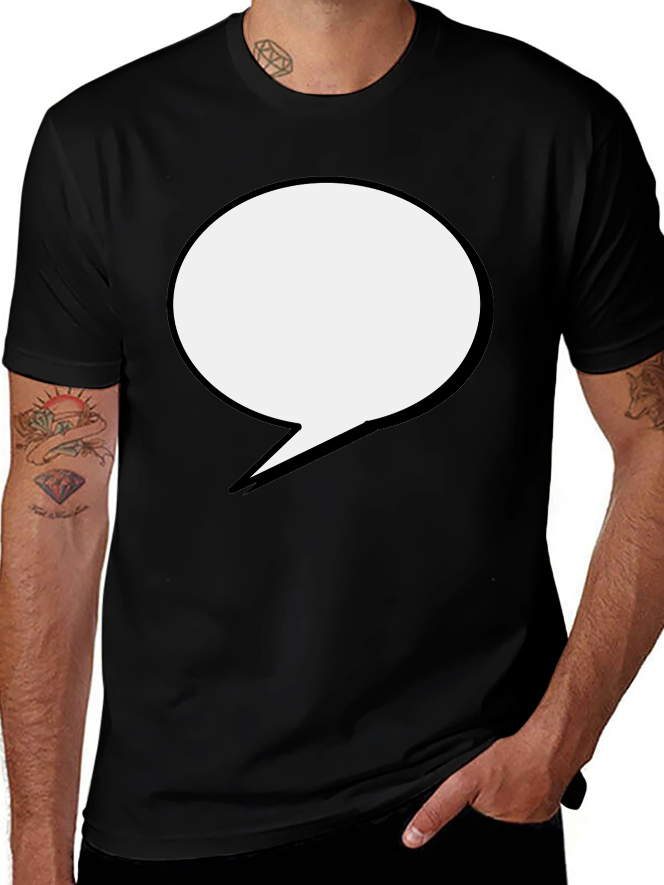 Variant 28 of Black T-Shirt with Speech Bubble Design