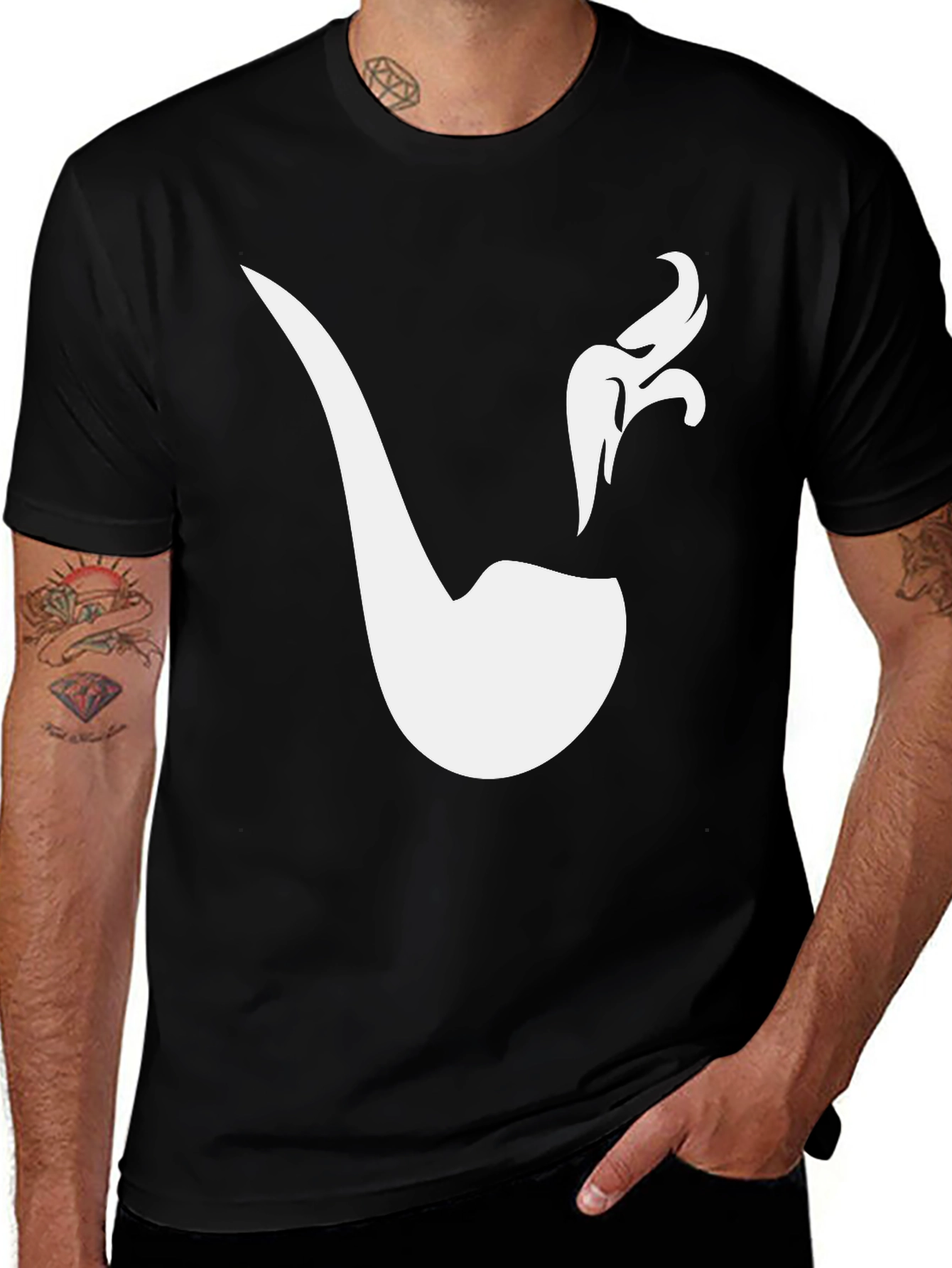 Variant 24 of Smoking Pipe Graphic Tee - Black Cotton T-Shirt