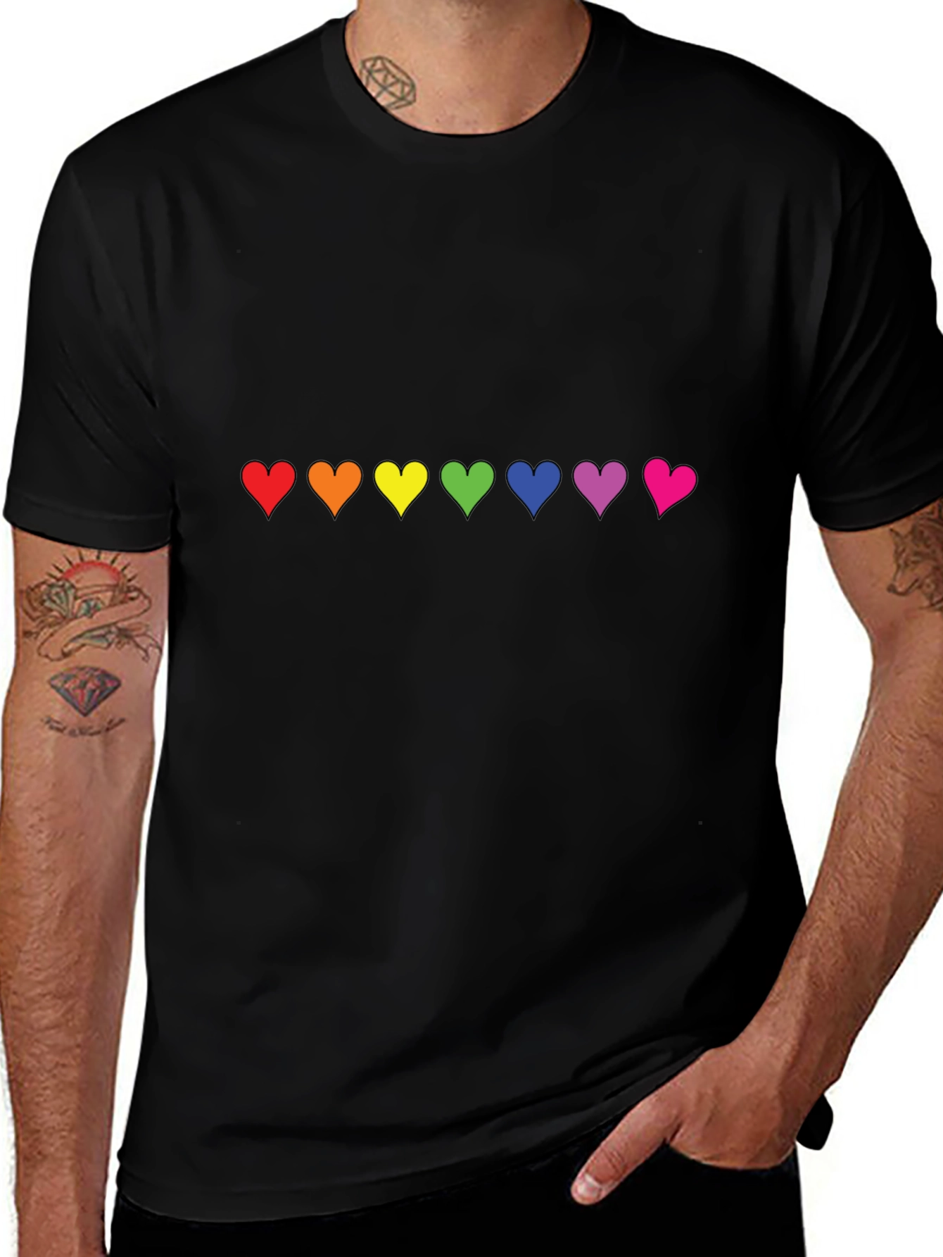Variant 16 of Pride Hearts Black T-Shirt - Unisex LGBT Love
