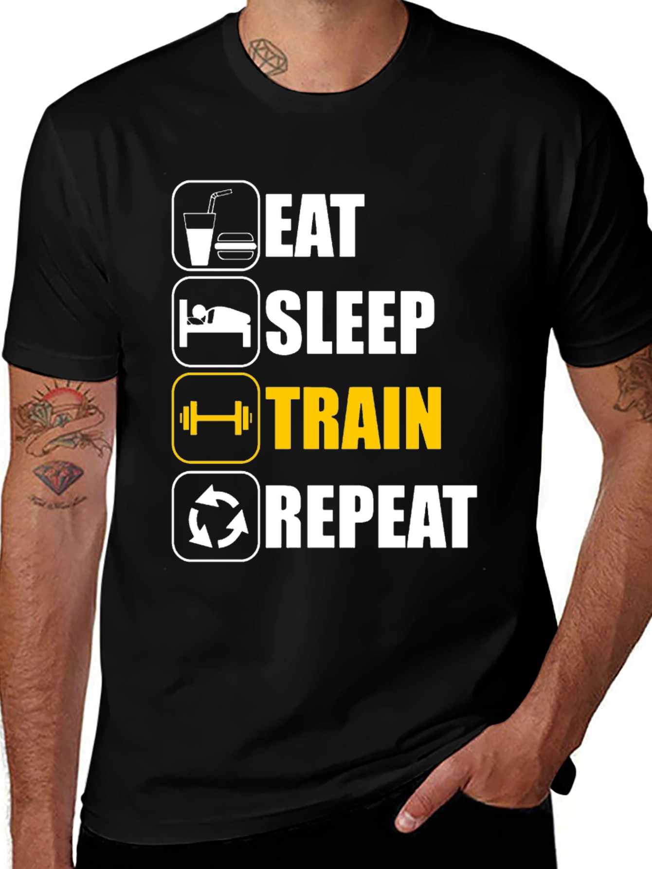 Variant 4 of Eat Sleep Train Repeat Black T-Shirt