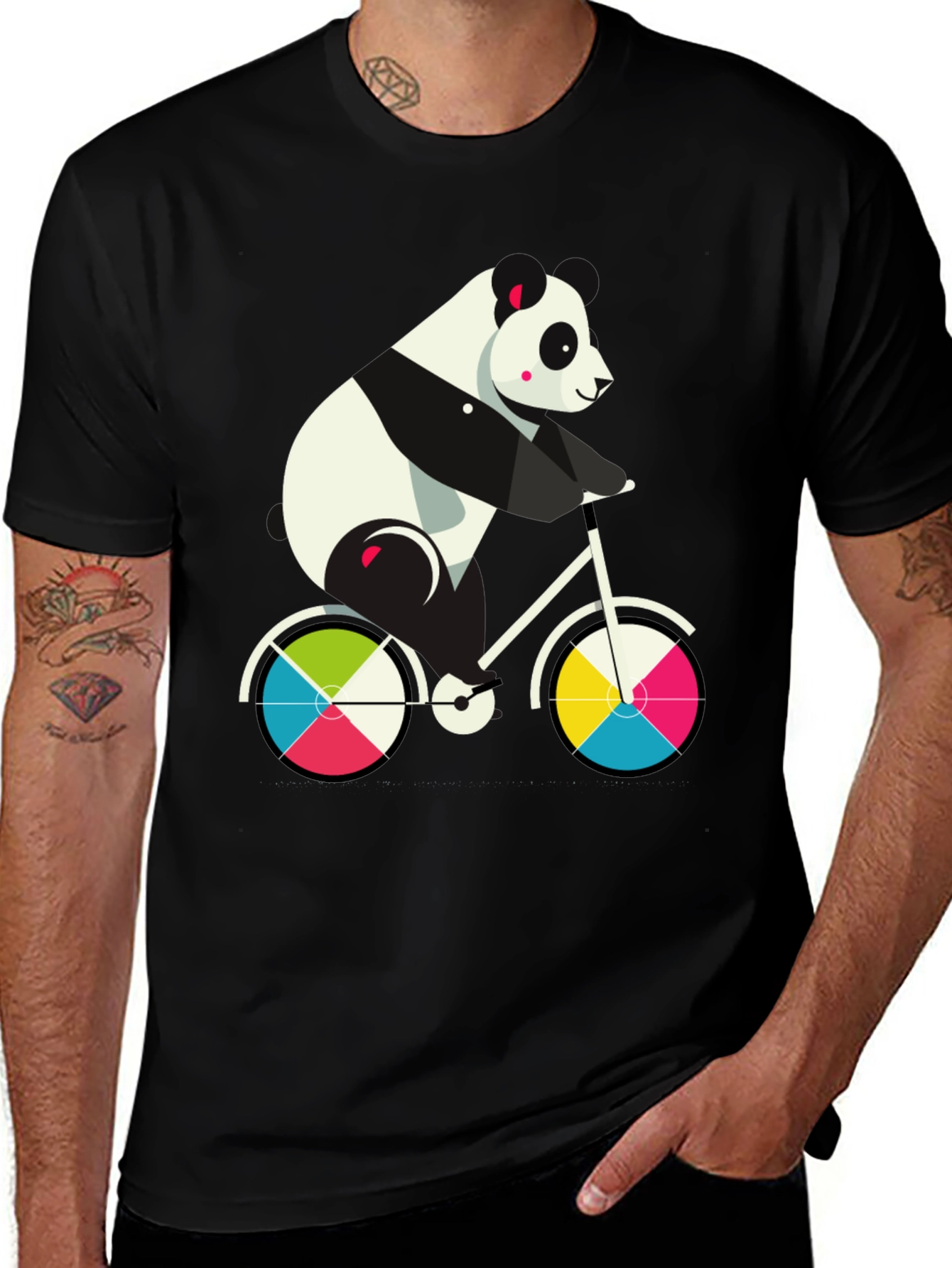Variant 19 of Panda on Bike Graphic Tee - Fun & Stylish Cotton T-Shirt