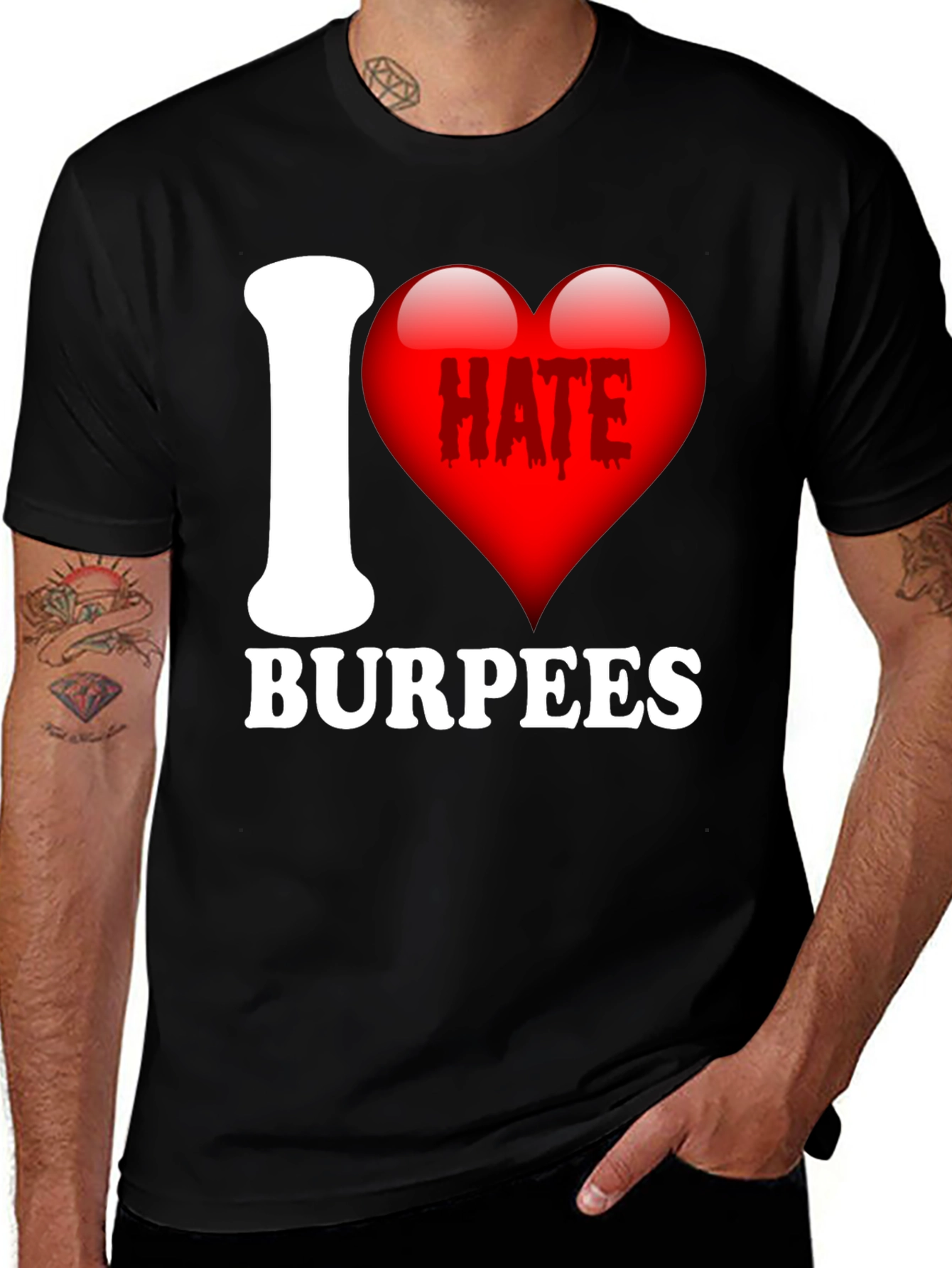 Black I Hate Burpees Funny Workout T-Shirt main image